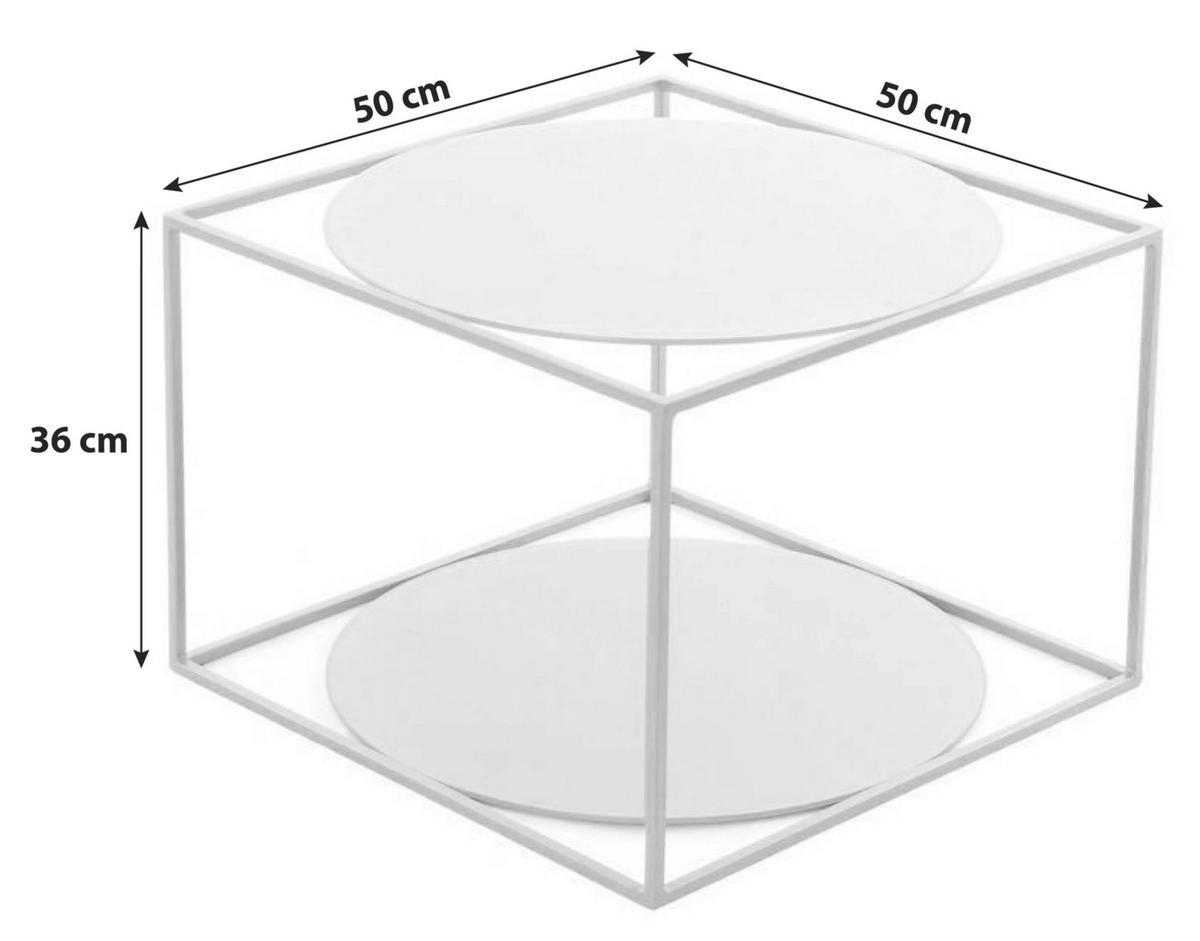 Beistelltisch In Würfelform Cody, Gold/Weiß - Goldfarben/Weiß, Basics, Glas/Metall (50/50/36cm) - Kayoom