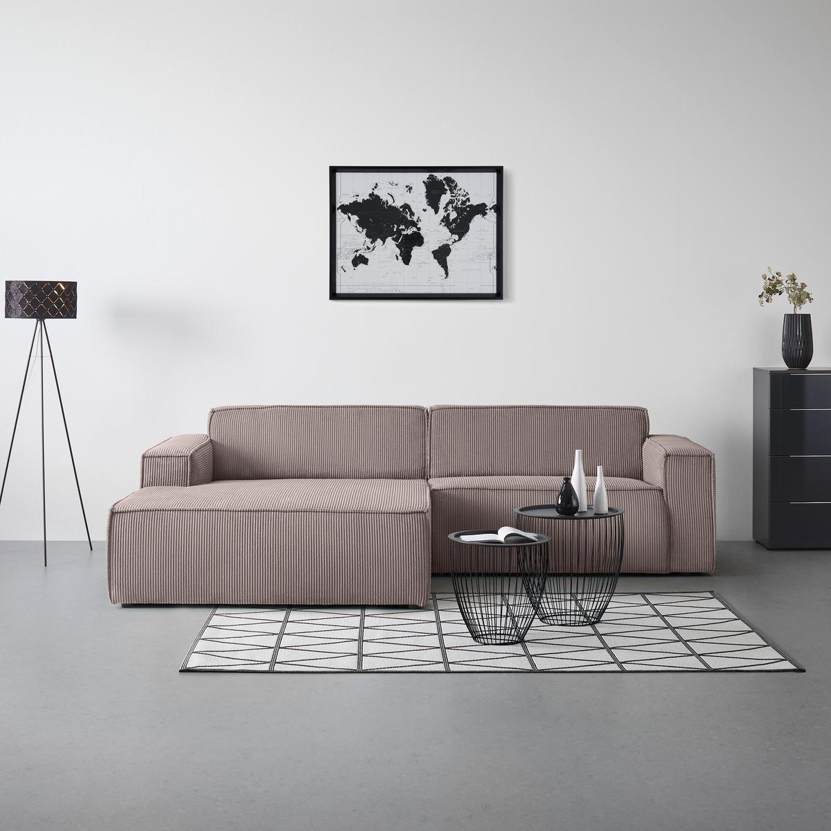 Rohová sedačka LOFT, ľavá, sivohnedý menčester - sivohnedá/čierna, Modern, textil/plast (172/75/265cm) - Mömax