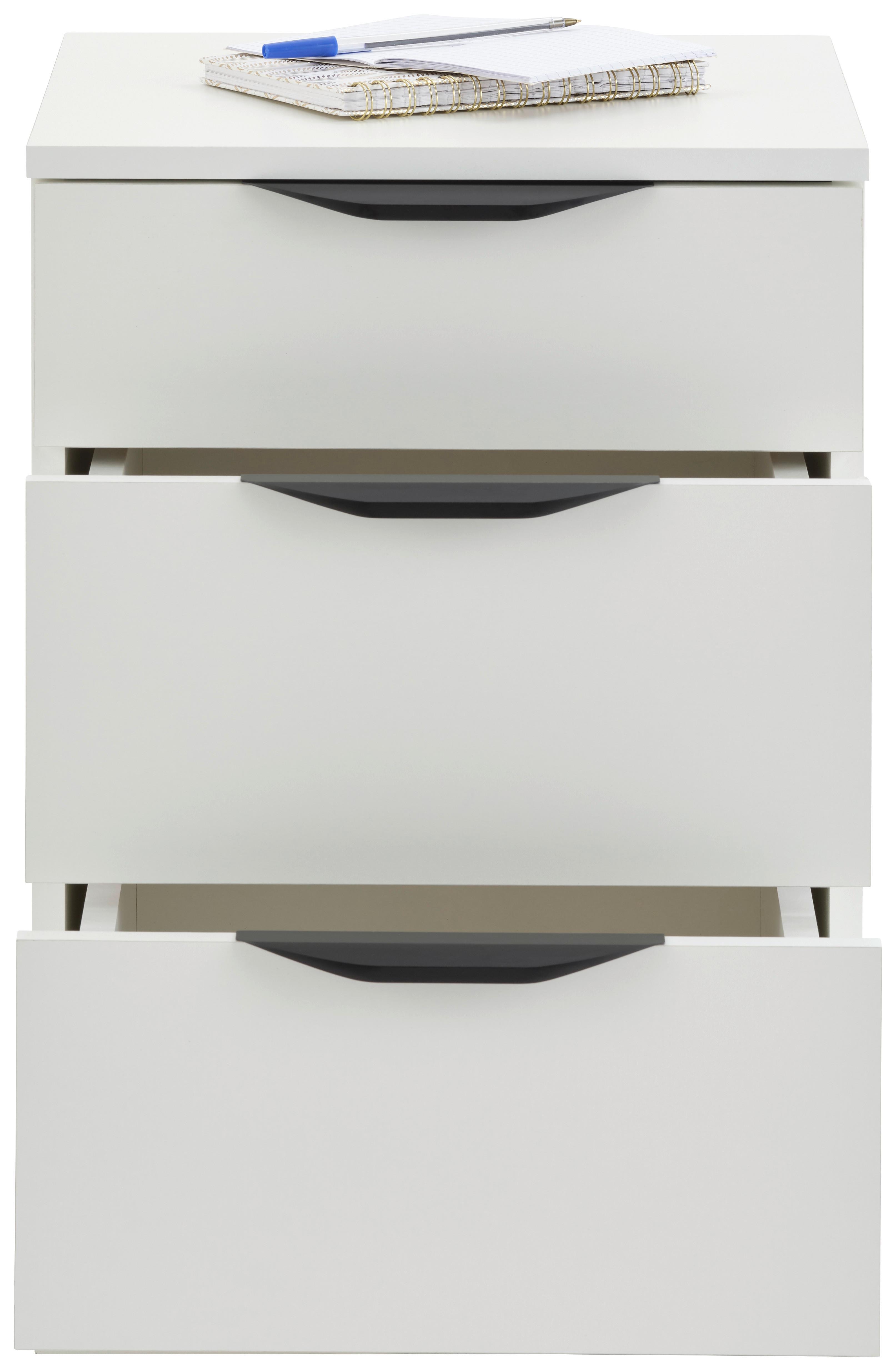 Kommode Rimini Mit 3 Laden Weiß, B: 40 Cm - Weiß, Trend, Holzwerkstoff/Kunststoff (40/60,1/40cm)