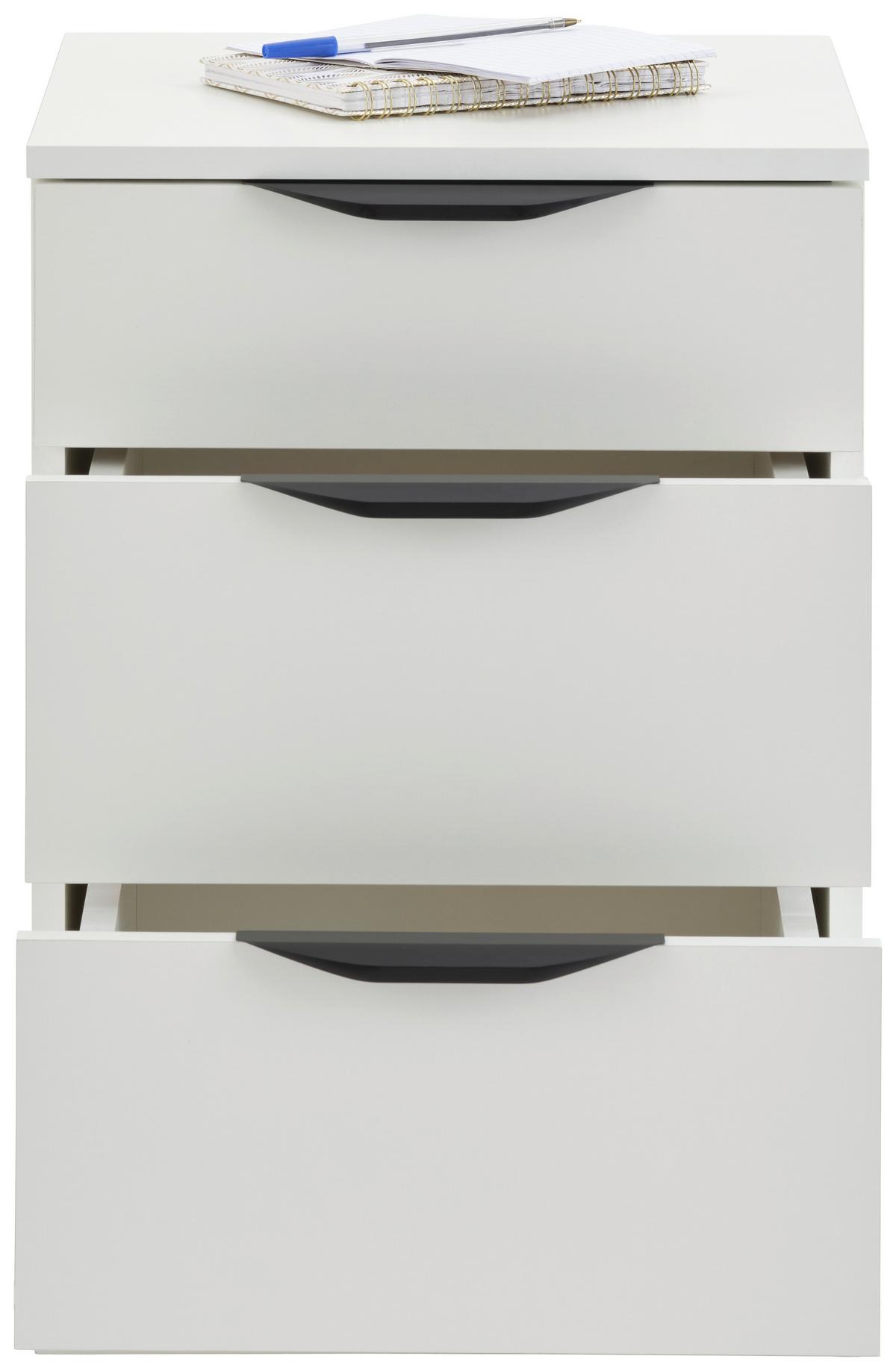 Kommode Rimini Mit 3 Laden Weiß, B: 40 Cm - Weiß, Trend, Holzwerkstoff/Kunststoff (40/60,1/40cm)