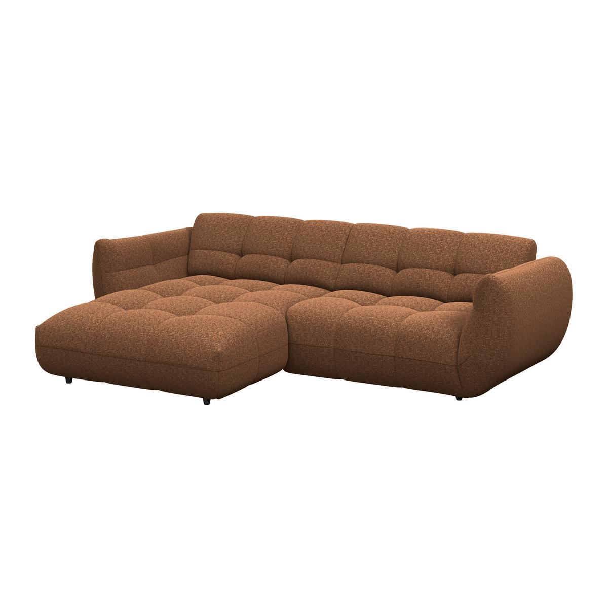Ecksofa Panda Chenille terracotta, 178x280cm - Dunkelgrün/Terracotta, Trend, Textil (178/280cm)
