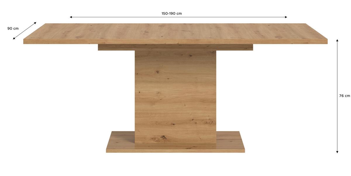 VÝSUVNÝ STŮL MARLON 150 AZ - dub artisan, Konvenční, kompozitní dřevo (150-190/76/90cm) - MID.YOU