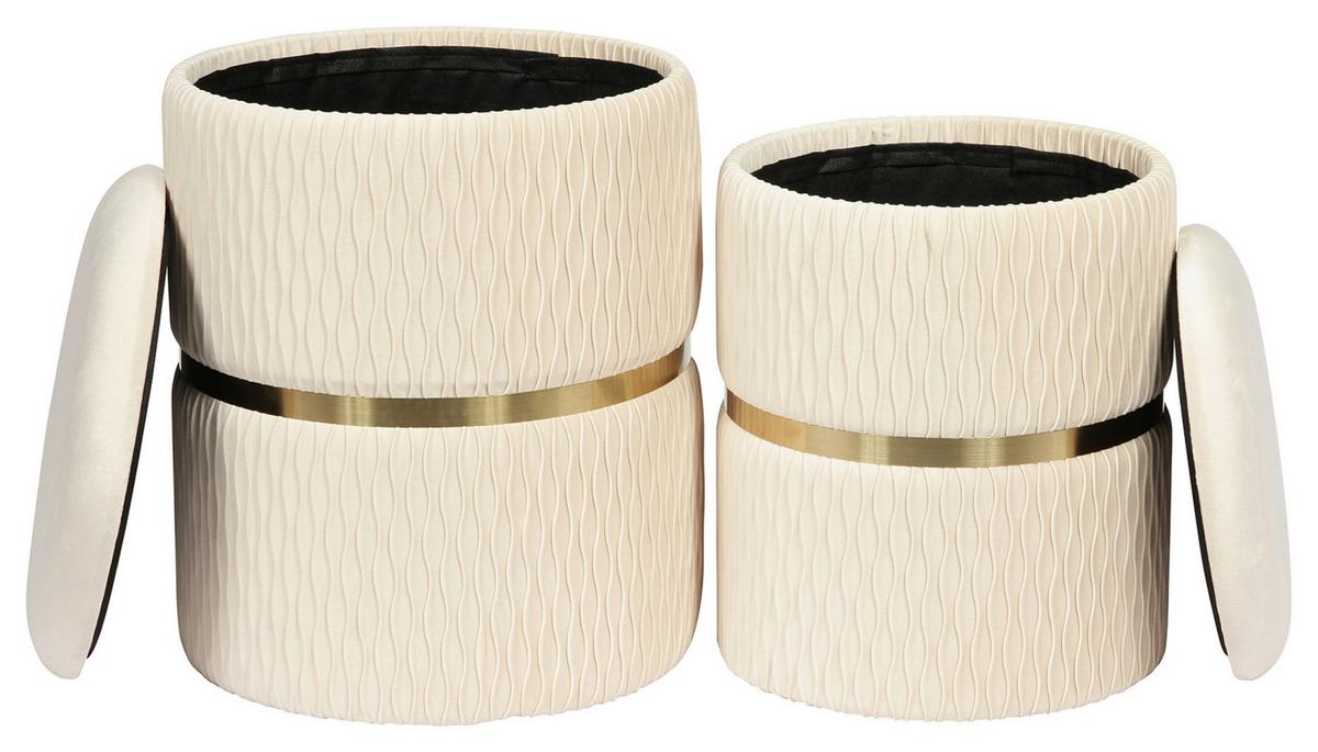 Hockerset Milas 100 2-Teilig Creme D: 36/31,5 cm - Goldfarben/Creme, KONVENTIONELL, Textil/Metall (31,5/36/38/44/31,5/36cm) - Kayoom