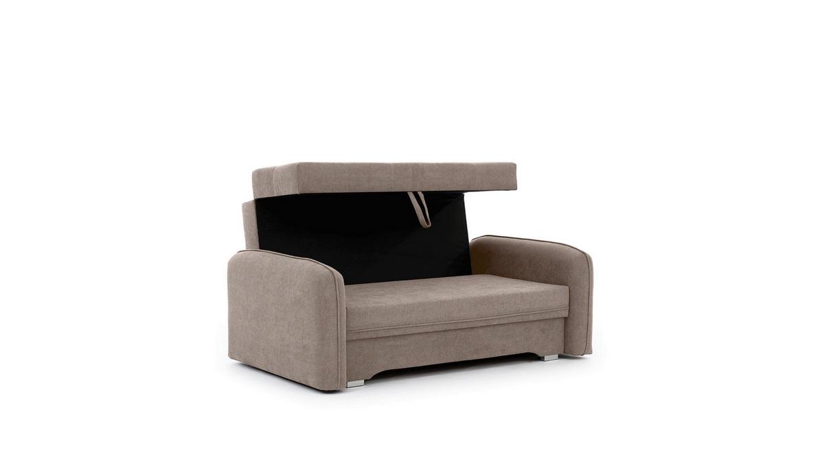 Schlafsofa Laine Hellbraun, B: 155 Cm - Hellbraun/Silberfarben, Design, Textil (155/105/75cm) - MID.YOU