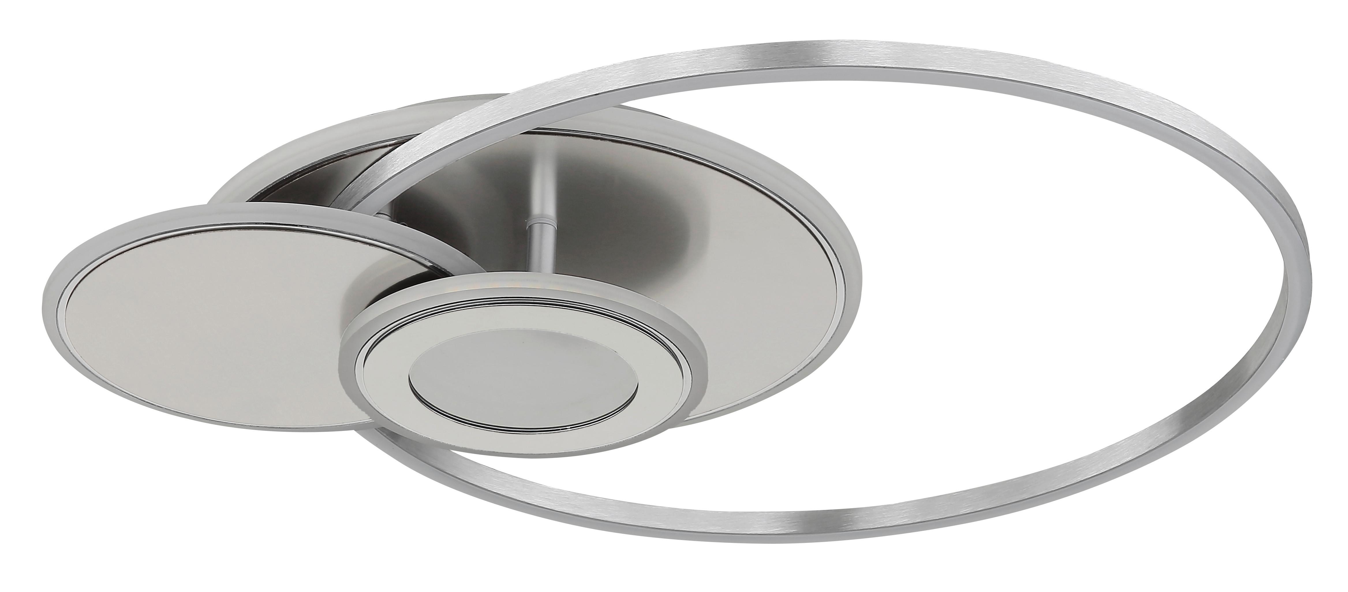 LED-DECKENLEUCHTE Nachtlichtfunktion - Silberfarben/Opal, Design, Kunststoff/Metall (56/45/7,5cm) - Globo