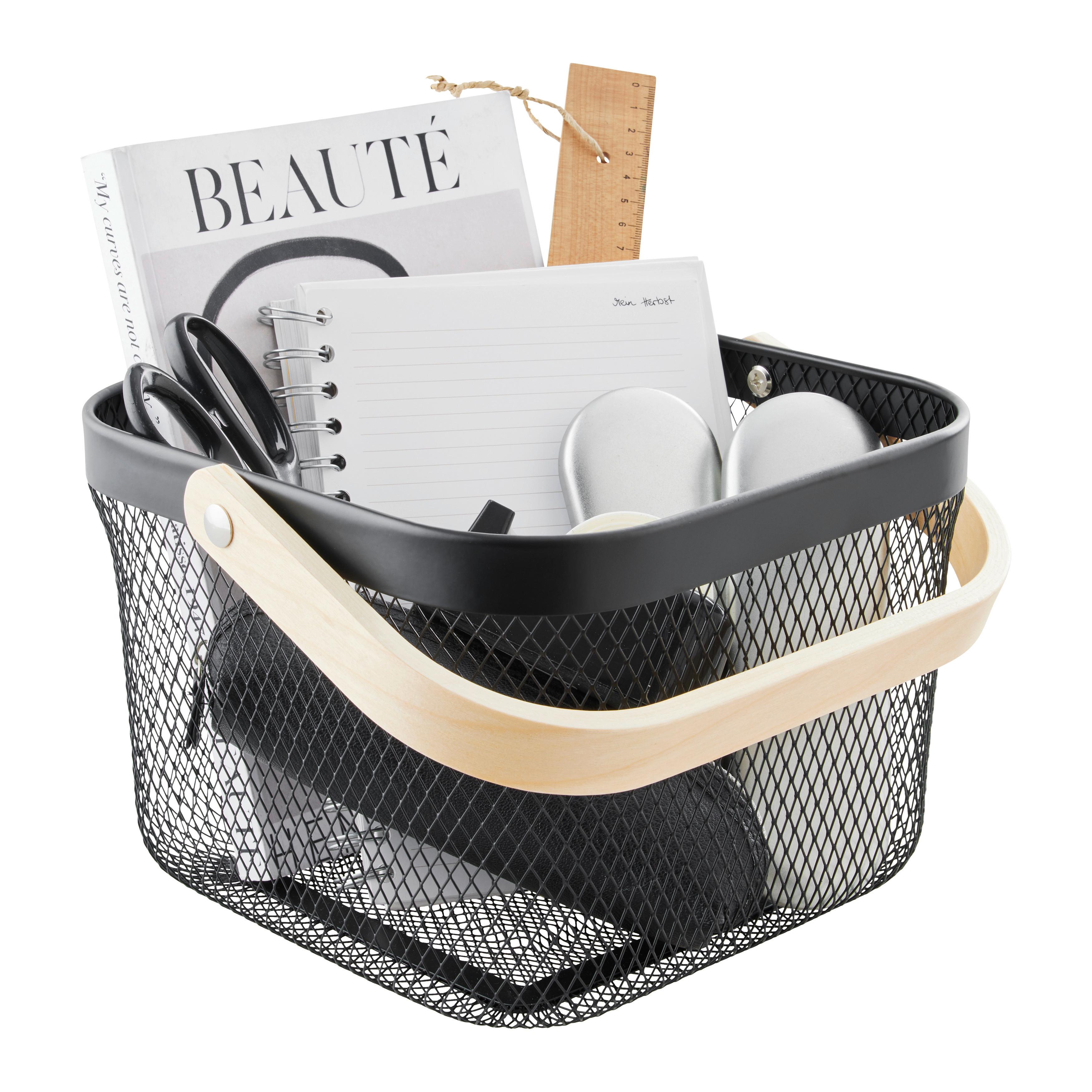 Univerzálny košík BETTY - čierna, Modern, kov/drevo (26.8/25.5/17.5cm) - Mömax