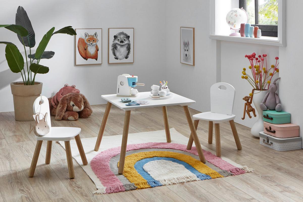 Kindersitzgruppe 3-Teilig Weiß B: 55 cm - Weiß, Design, Holzwerkstoff (55/43/55cm) - MID.YOU