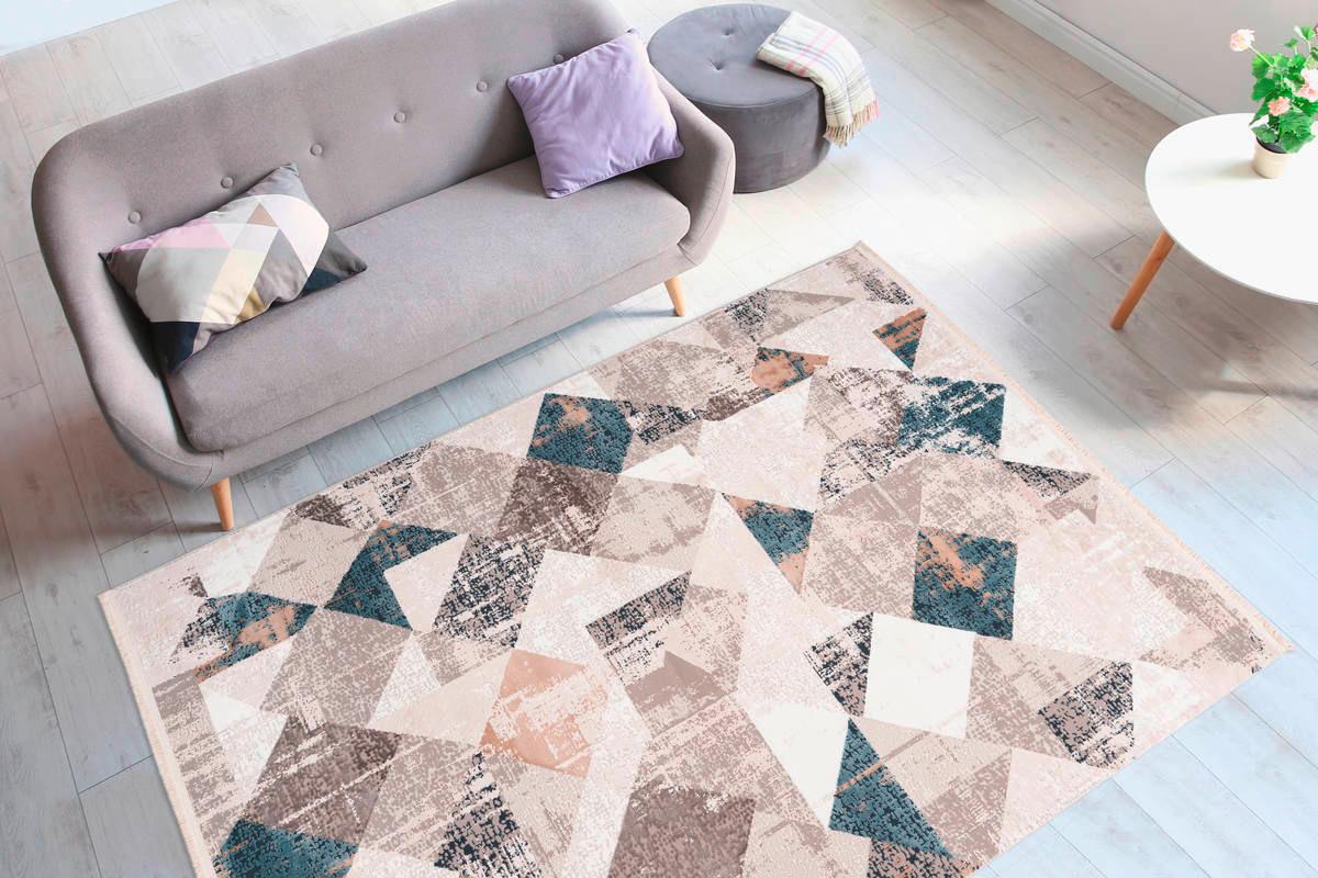 Webteppich Blau/Grau Akropolis 200x300 cm - Blau/Grau, Design, Textil (200/300cm) - Kayoom