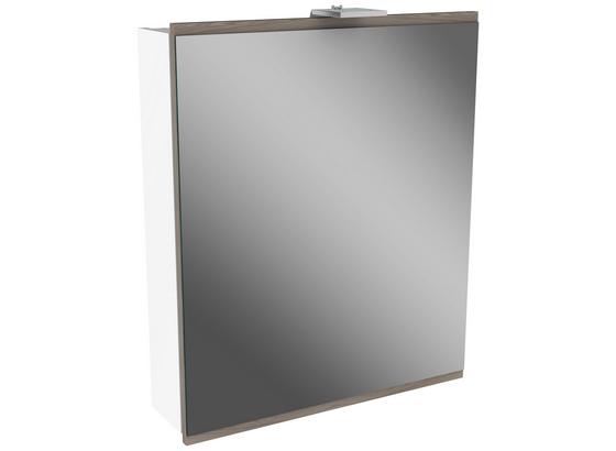 Spiegelschrank Lima B:60cm Weiß/esche Dekor - Weiß, MODERN, Glas/Holzwerkstoff (60/73/15,5cm) - Fackelmann Spiegelschrank Lima B:60cm Weiß/esche Dekor - Weiß, MODERN, Glas/Holzwerkstoff (60/73/15,5cm) - Fackelmann
