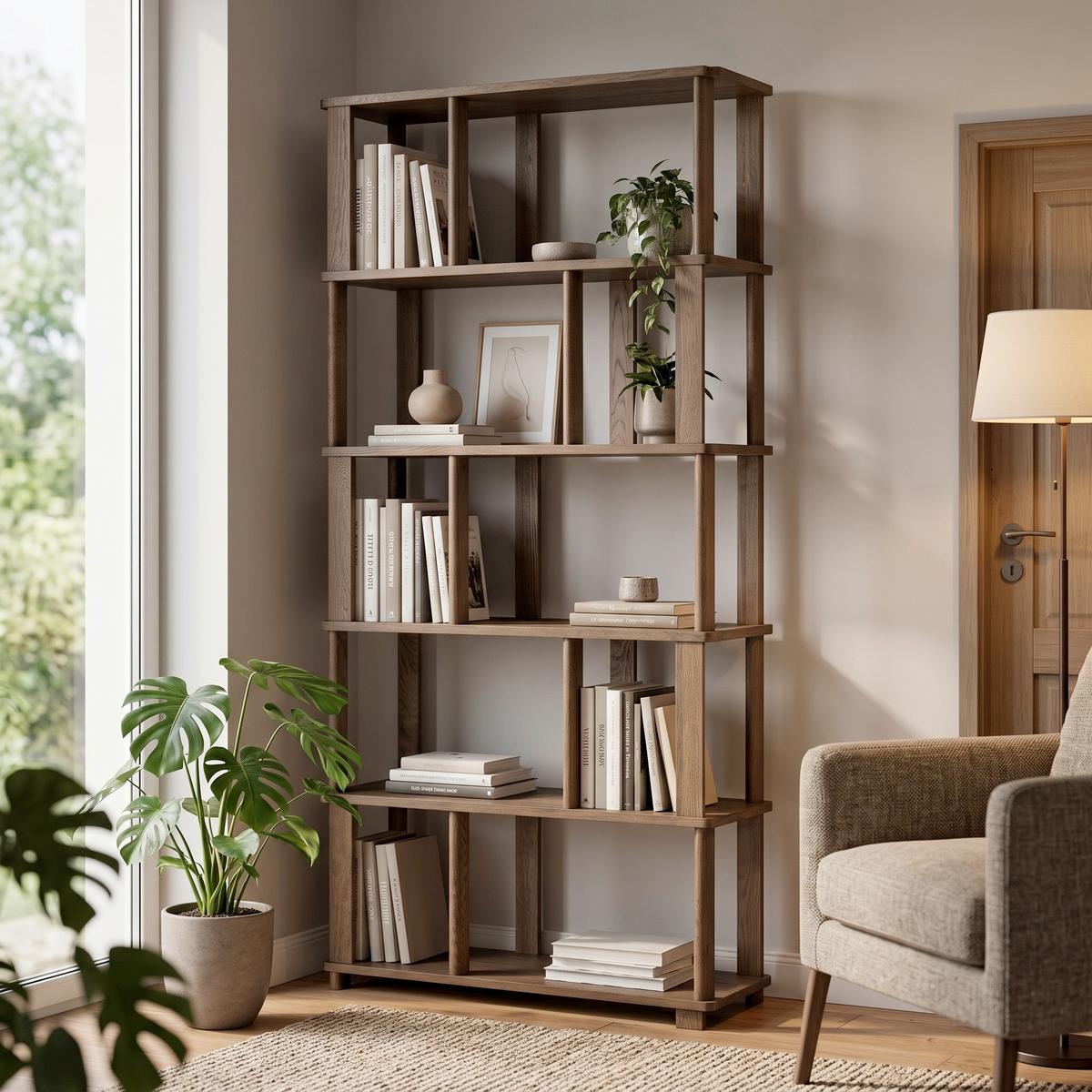 Regal Riss Naturfarben B: 90 cm - Naturfarben, Design, Holz (90/186/30cm) - Livetastic