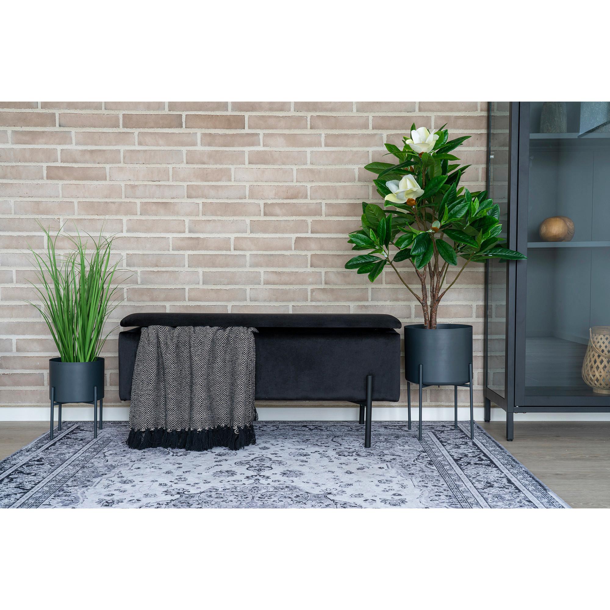 Kunstpflanze Grün Schwarz H: 68 cm - Schwarz/Grün, Basics, Kunststoff (68cm)