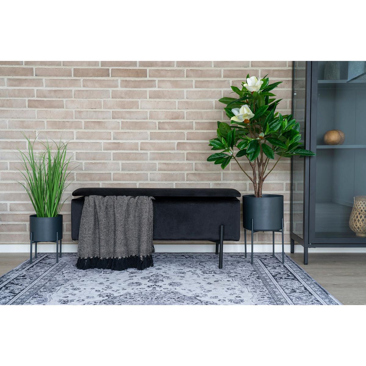 Kunstpflanze Grün Schwarz H: 68 cm - Schwarz/Grün, Basics, Kunststoff (68cm)