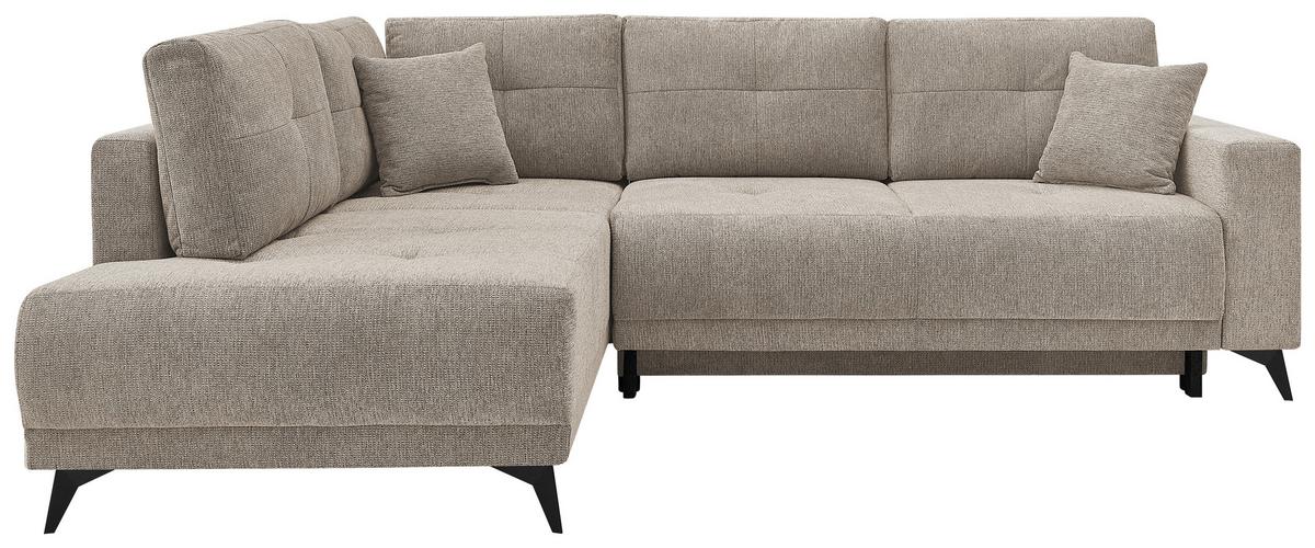 Ecksofa Texas Recr-Links Hellbraun S: 203x259 cm - Hellbraun/Schwarz, KONVENTIONELL, Holz (203/92/259cm)