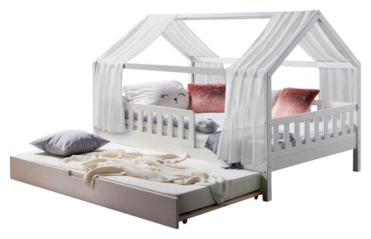 Hausbett Kim Weiß 100x200cm - Weiß/Naturfarben, MODERN, Holz/Textil (100/200cm) - Livetastic