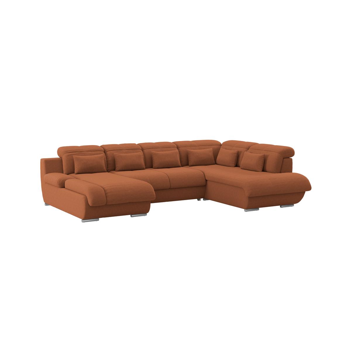 Wohnlandschaft Multi mit Schlaffunktion Terracotta - Chromfarben/Terracotta, MODERN, Textil (228/345/184cm) - Luca Bessoni