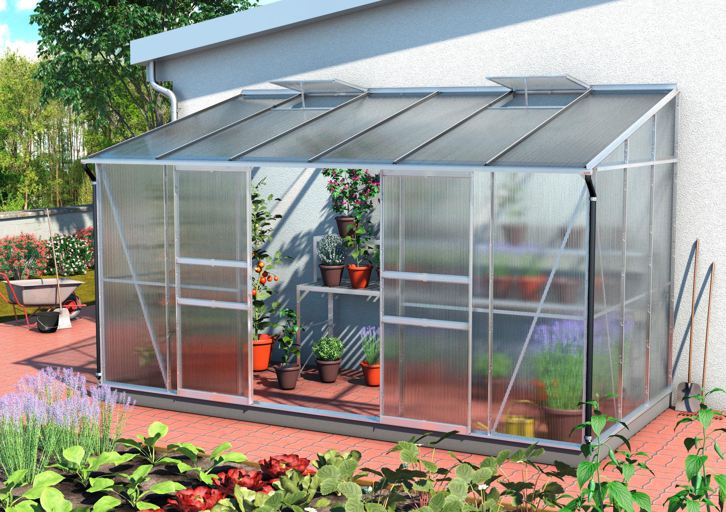 Anlehn-Gewächshausbausatz Ida 7800 Hkp 4mm, Alu