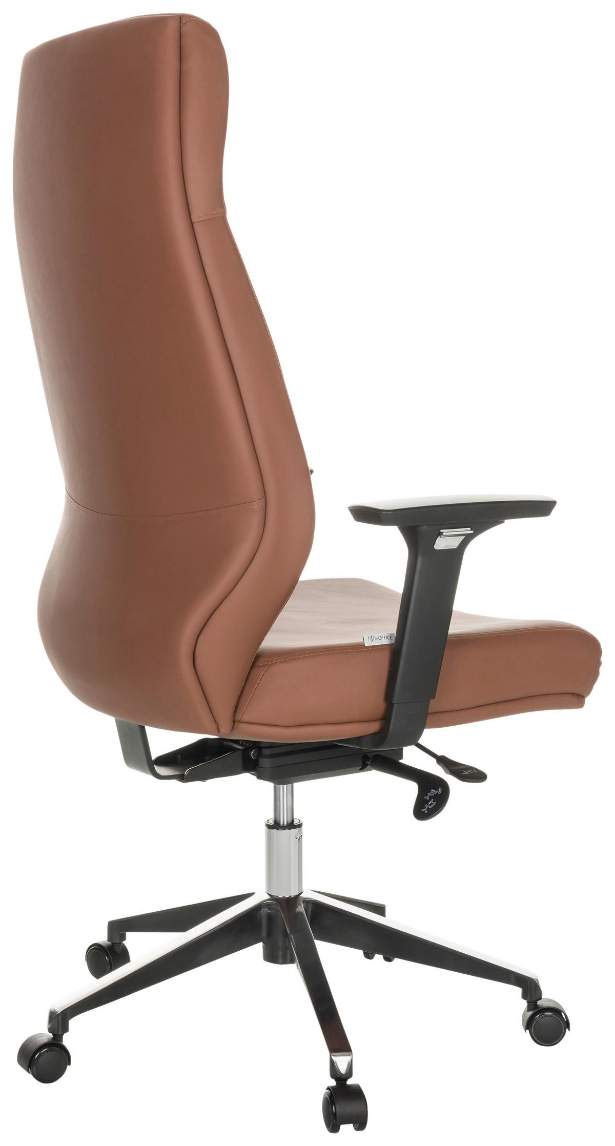 Drehstuhl Vitoro Eco - Schwarz/Braun, Basics, Leder/Kunststoff (68/123-130/68cm) - MID.YOU