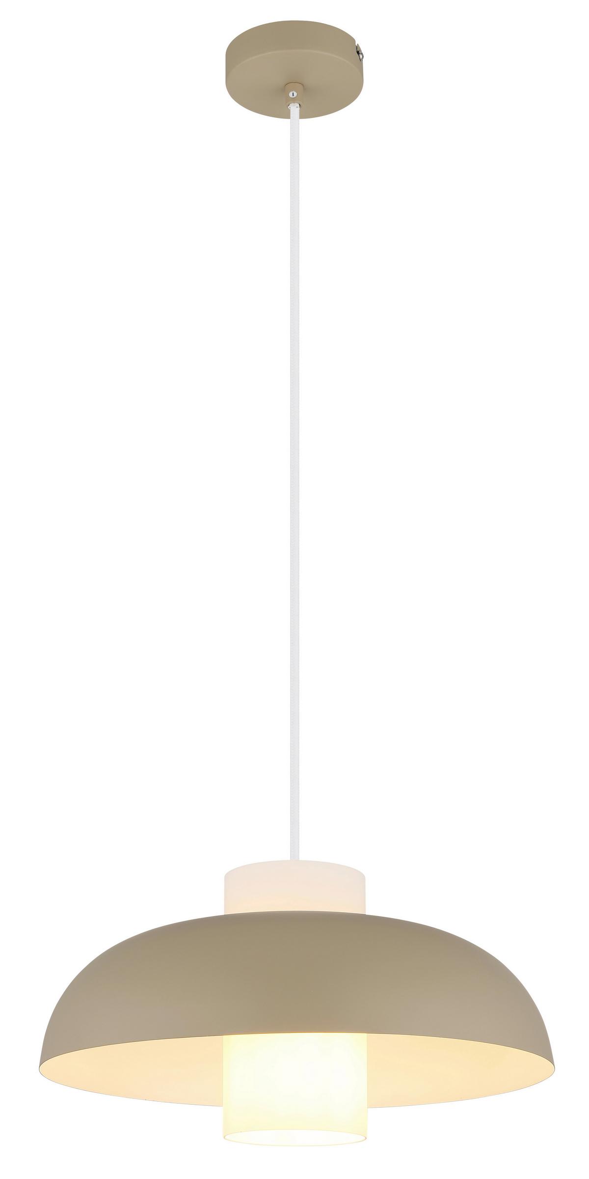 Hängeleuchte 15755sa - Sandfarben/Weiß, Trend, Glas/Textil (38/120cm) - Globo
