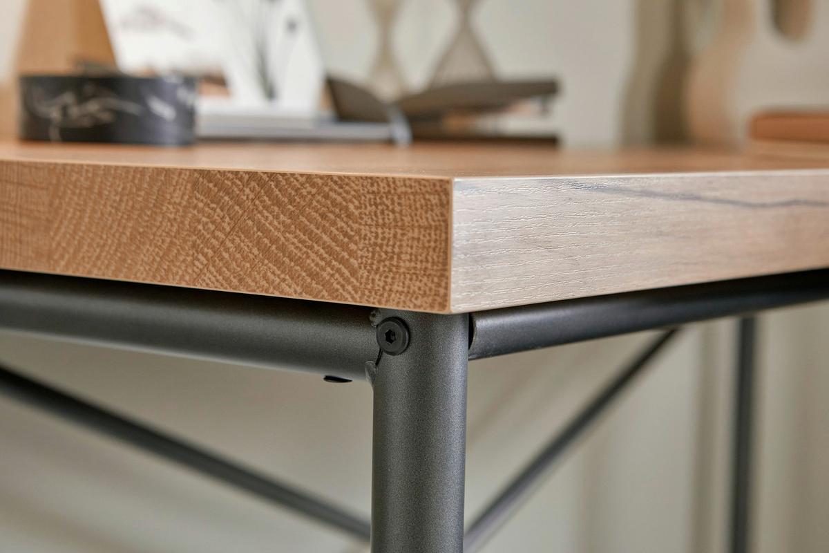 Schreibtisch Craft D 151 - Eichefarben/Anthrazit, KONVENTIONELL, Holzwerkstoff/Metall (150/60/75,5cm) - Livetastic