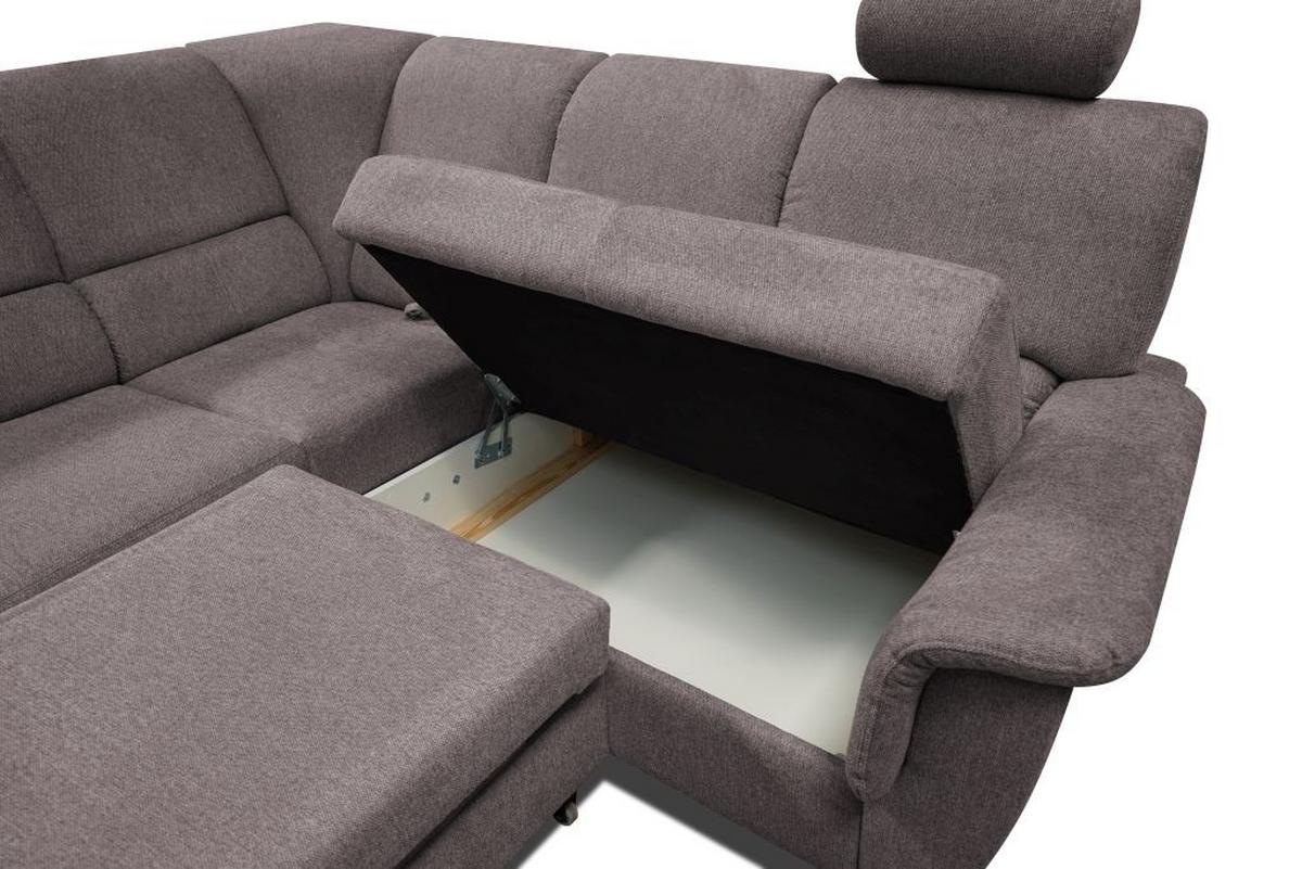Sedačka MARSYLIA, pravá, šedohnědý velur, s relax.rohem - černá/barvy stříbra, Design, kov/dřevo (270/216cm) - MID.YOU