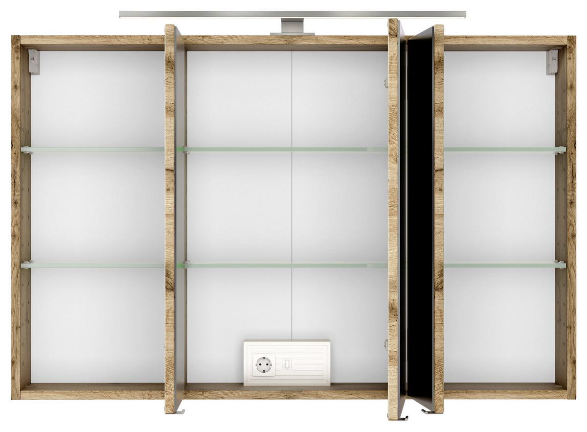 Badmöbel-Set 4-Tlg. Pienza B: 100 cm Eiche Wotan Dekor - Eiche Wotan/Weiß, MODERN, Keramik/Holzwerkstoff (100cm) - Held