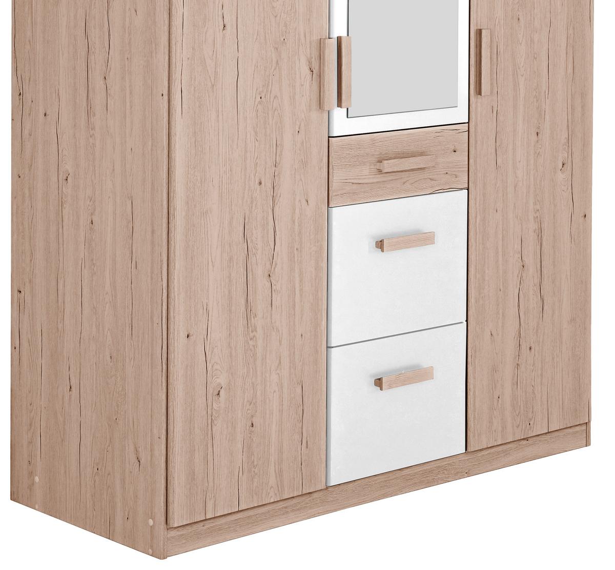 Šatníková skriňa CARIBA 135cm - biela/farba duba, Design, kompozitné drevo/plast (135/199/58cm) - MID.YOU