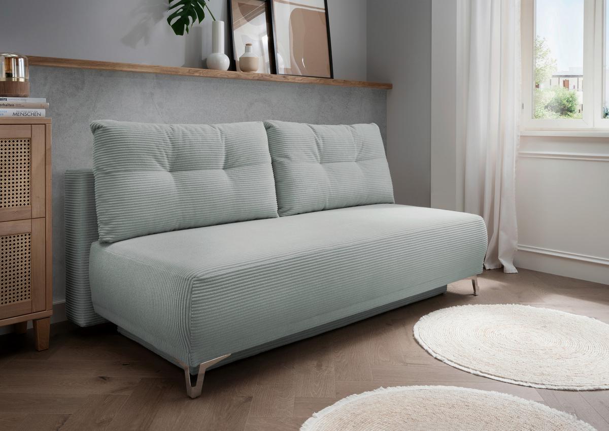 Schlafsofa Ari Hellblau Cord, B: 198 cm - Chromfarben/Hellblau, MODERN, Textil (198/90/100cm) - Livetastic