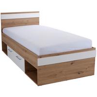 Stauraumbett 90x200 cm Box, Artisan Eiche Dekor/Weiß - Blau/Eichefarben, MODERN, Holzwerkstoff (90/200cm) - Ondega