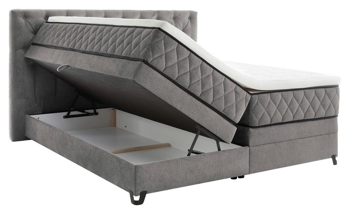 Boxspringbett Carmen A Grau 180x200 Cm - Türkis/Grau, KONVENTIONELL, Holz/Holzwerkstoff (180/200cm) - James Wood