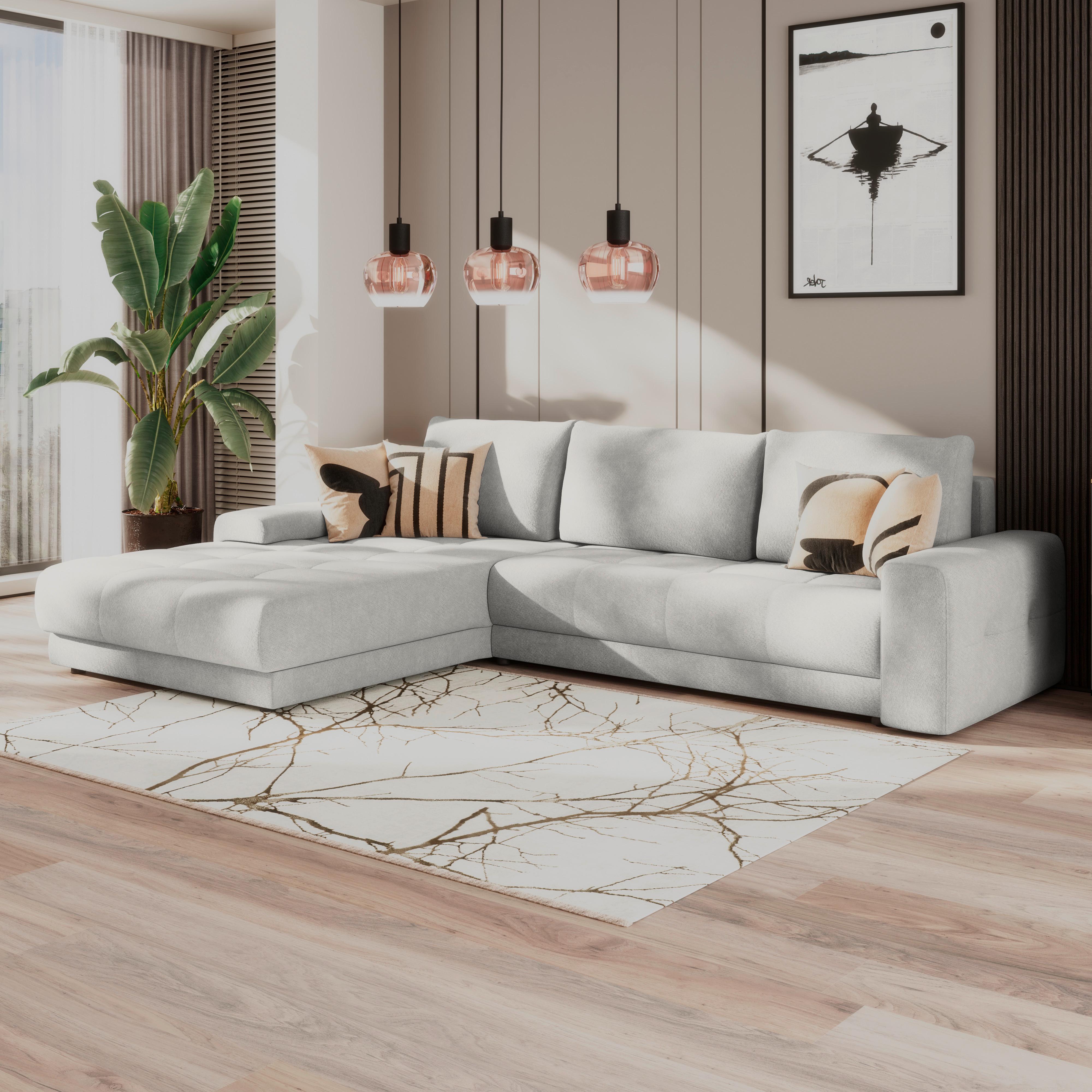 Ecksofa Adria Hellgrau S: 213x308 cm - Hellgrau, Trend, Textil (213/208cm) - Luca Bessoni