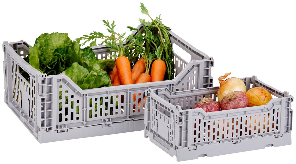 Faltbox Chaline Kunststoff 27x17x10,5 Cm - Blau/Weiß, Basics, Kunststoff (27/10,5/17cm) - Homezone