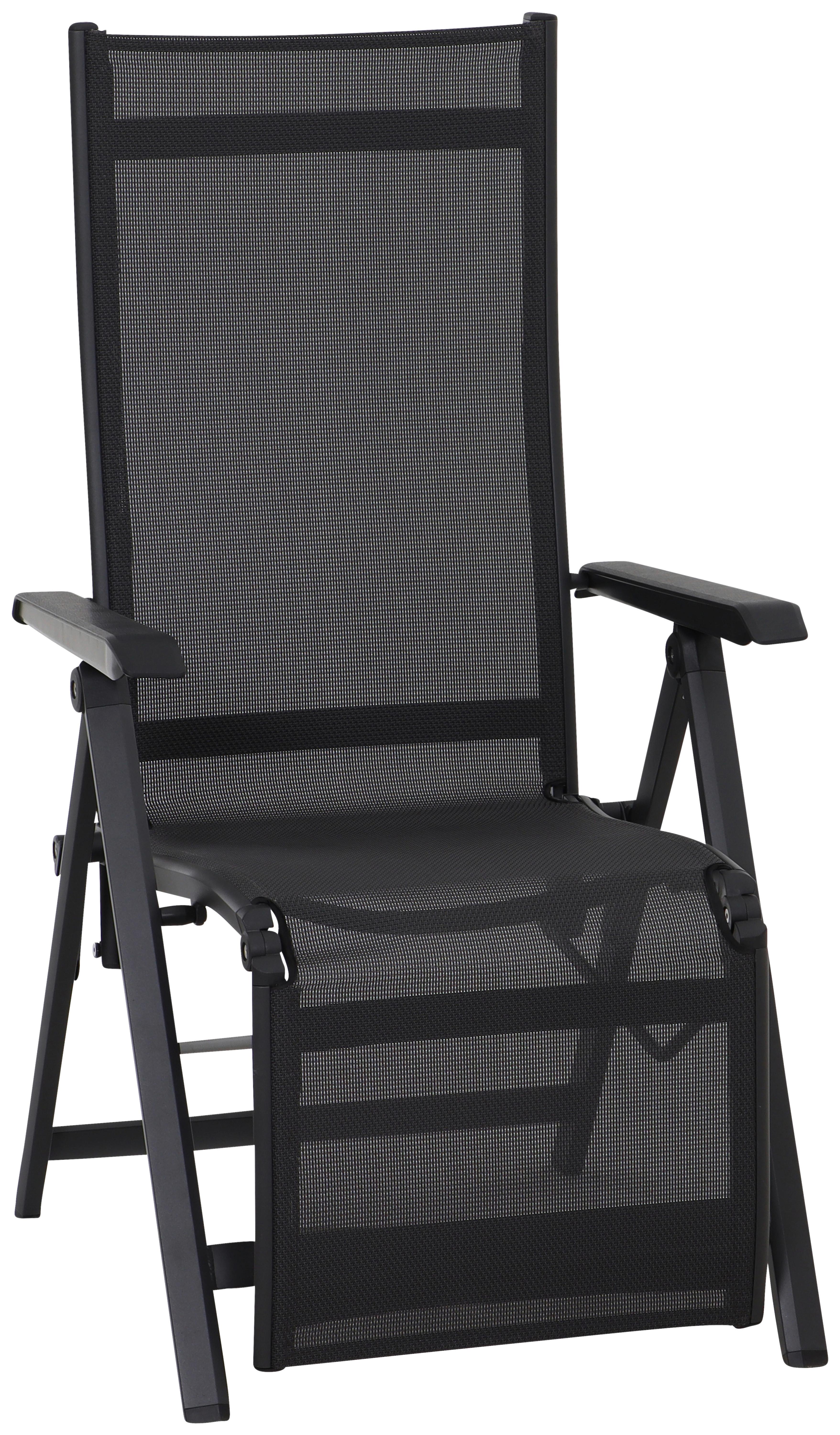 Gartensessel Klappbar Tesoro Metall/textil - Anthrazit/Schwarz, KONVENTIONELL, Kunststoff/Textil (61/111/72cm) - Siena Garden