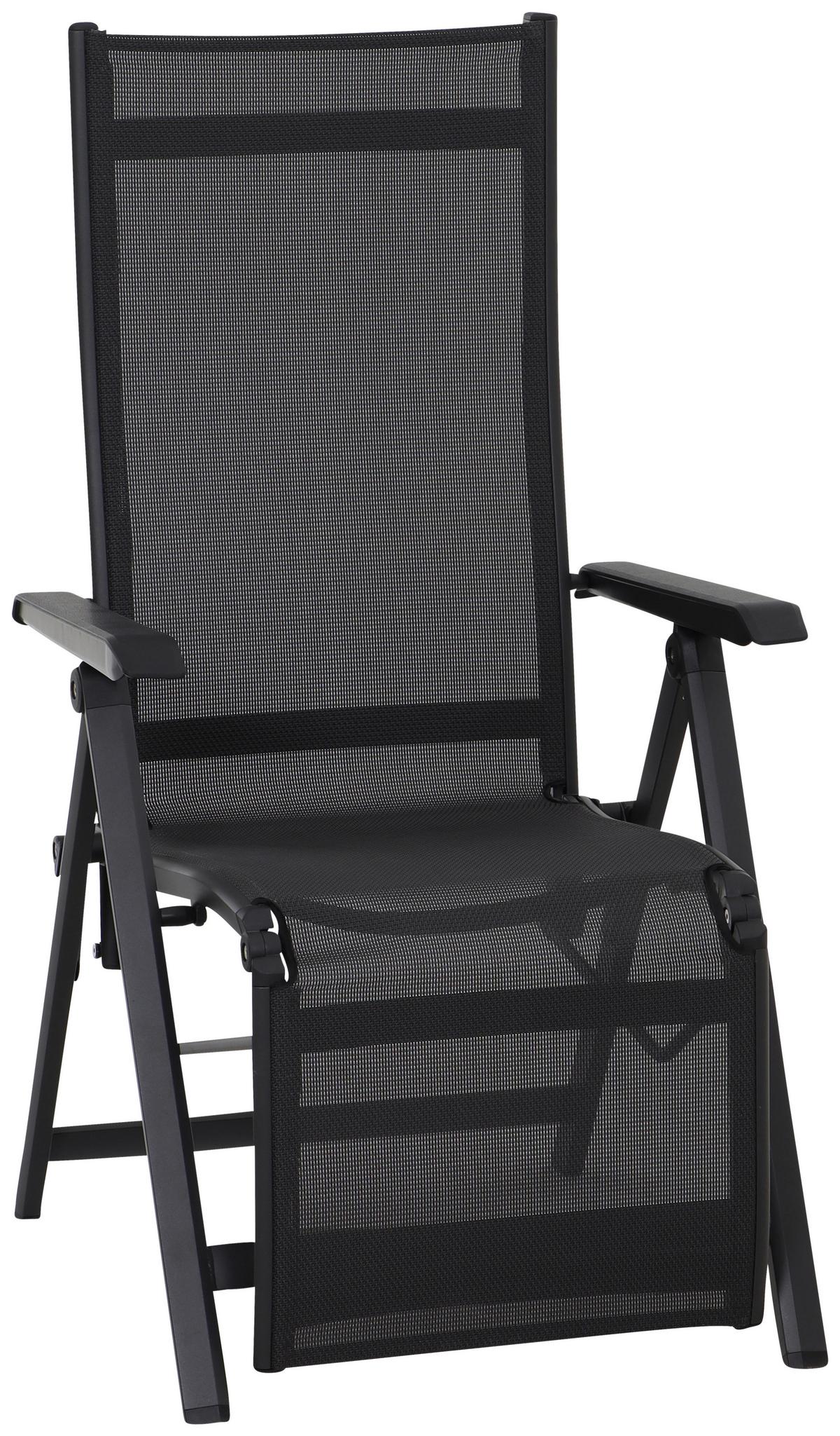 Gartensessel Klappbar Tesoro Metall/textil - Anthrazit/Schwarz, KONVENTIONELL, Kunststoff/Textil (61/111/72cm) - Siena Garden