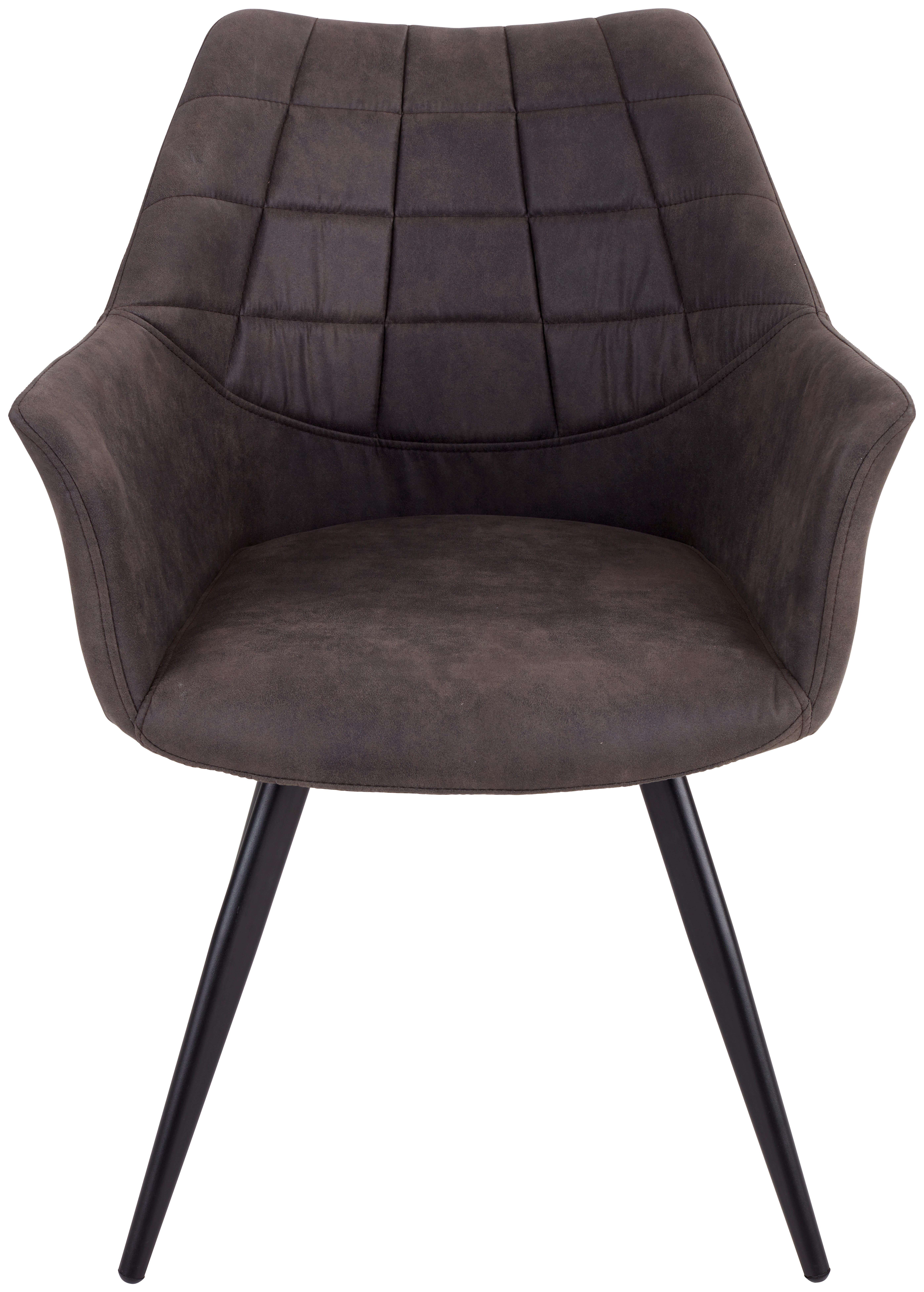 Armlehnstuhl Marbella Lederlook Grau Gepolstert - Schwarz/Grau, MODERN, Textil/Metall (57,5/85/62cm) - MID.YOU