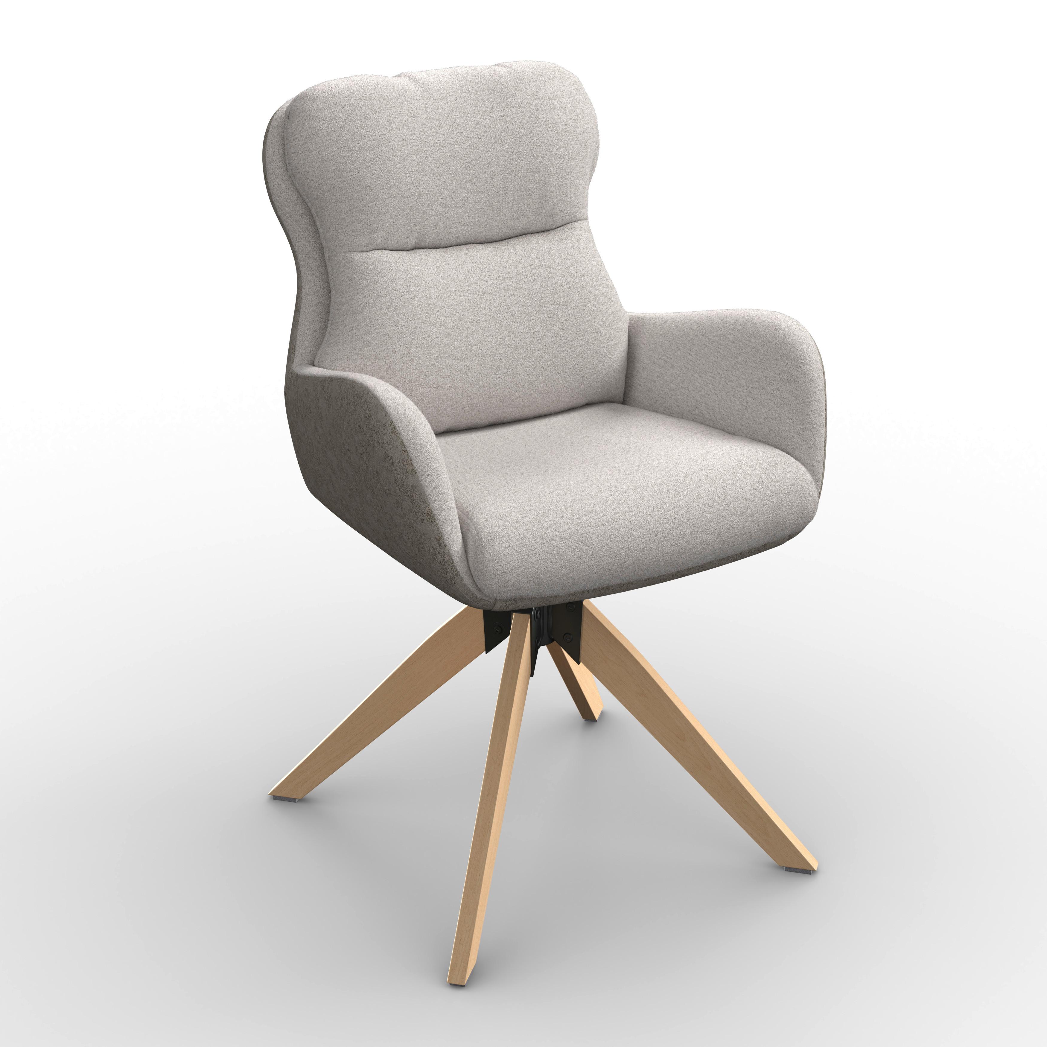 Židle s podrúčkami Neelia, šedobéžová - šedobéžová/přírodní barvy, Moderní, kov/dřevo (59,5/93/69cm) - Bessagi Home