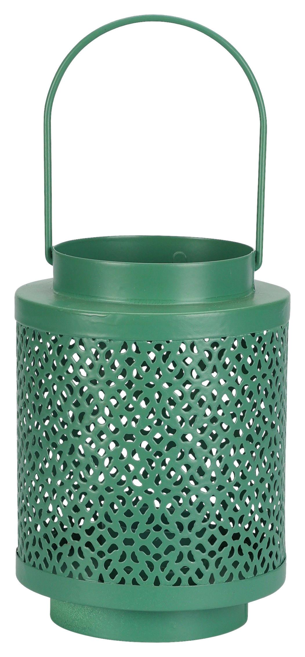 Laterne Kelly Metall Mintgrün H: 14 cm Mit Löchrigem Muster - Mintgrün, Basics, Metall (11/11/14cm)