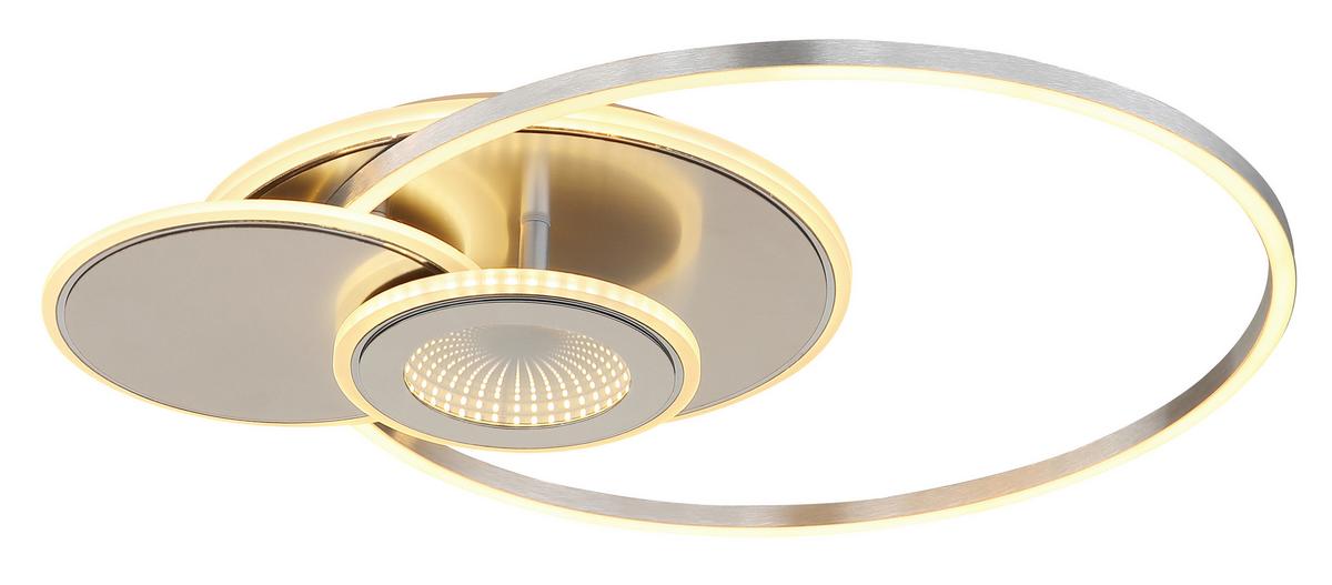 LED-DECKENLEUCHTE Nachtlichtfunktion - Silberfarben/Opal, Design, Kunststoff/Metall (56/45/7,5cm) - Globo