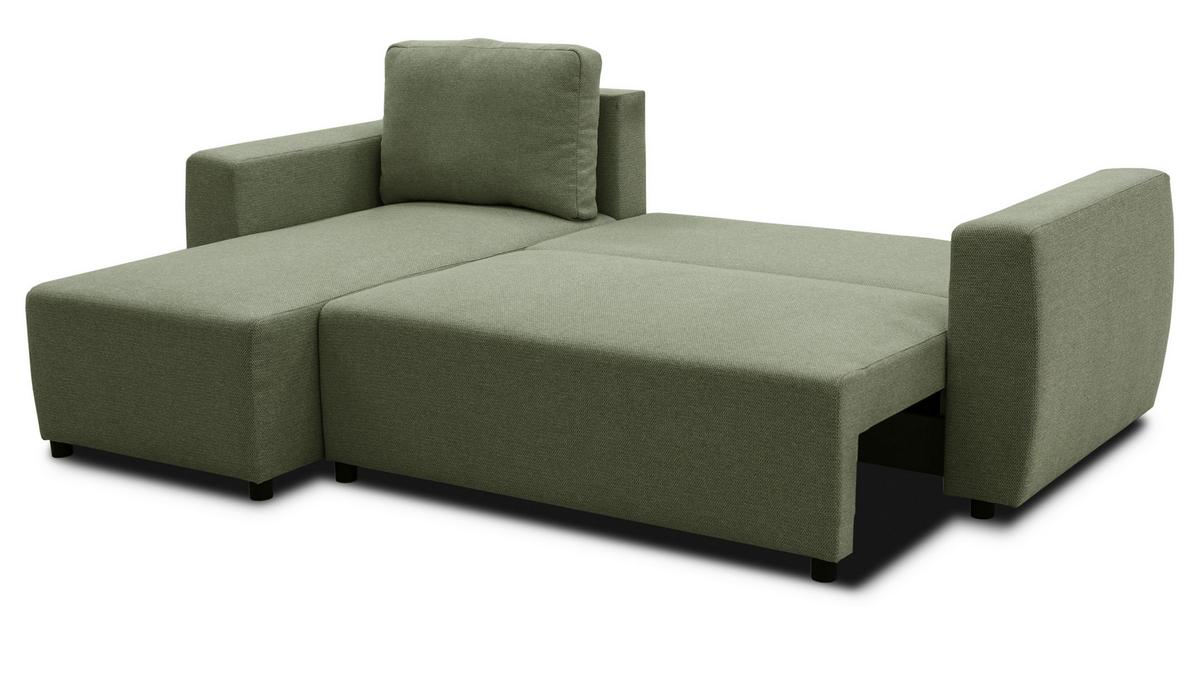 Ecksofa Pharell - Schwarz/Olivgrün, Basics, Textil (155/230cm) - Livetastic