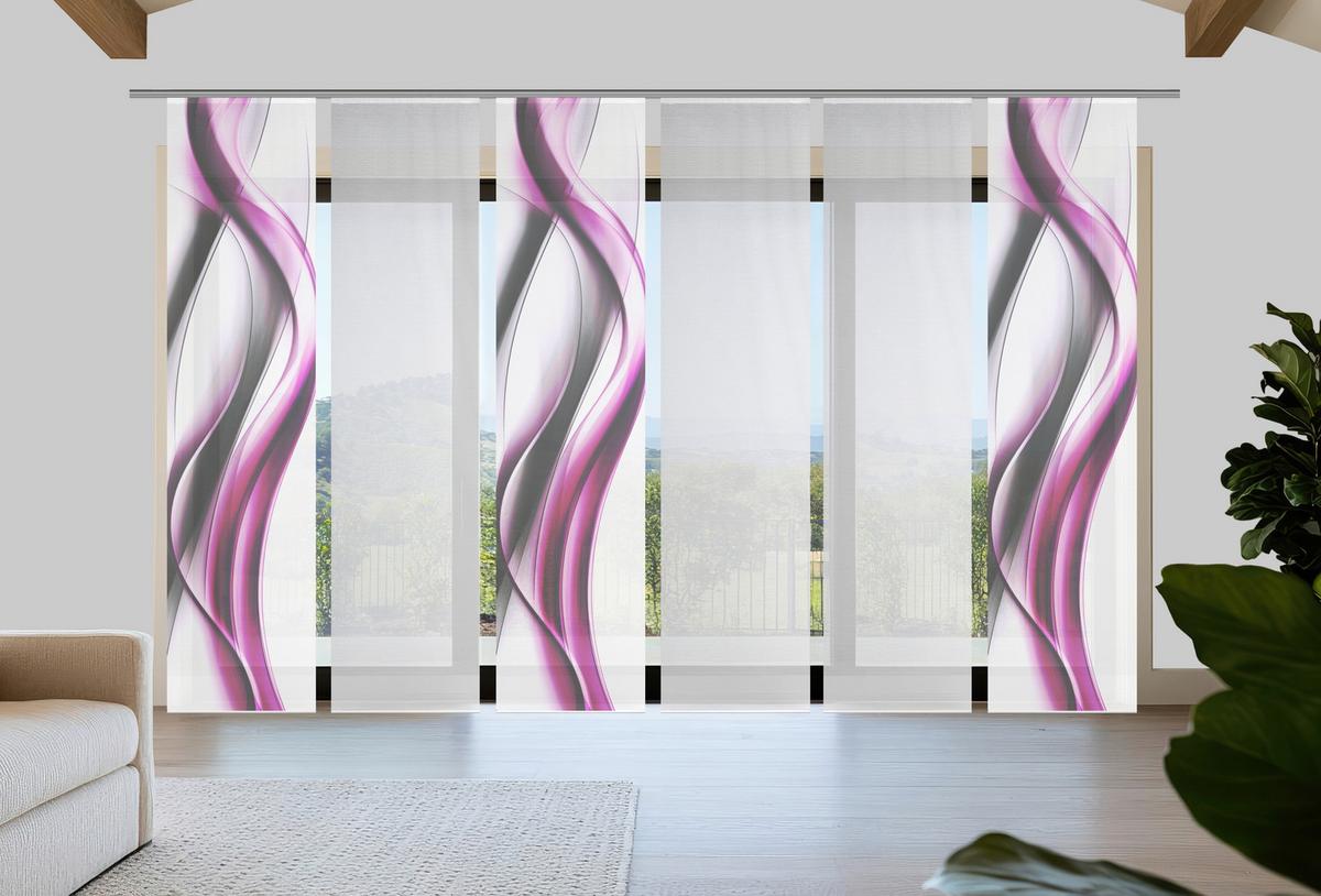 Flächenvorhang Cara 6er Set - Pink/Weiß, Design, Textil (60/260cm)