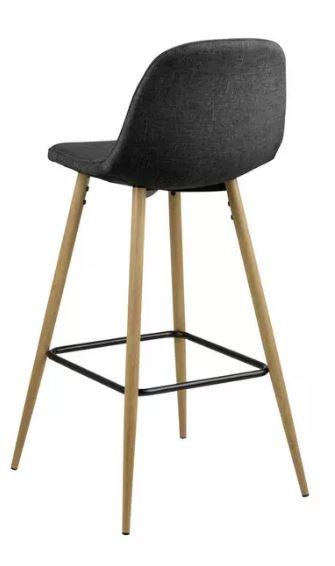 Barhocker mit Lehne Wilma Anthrazit/Eichefarben - Eichefarben/Anthrazit, Basics, Textil/Metall (46,6/101/51cm) - MID.YOU