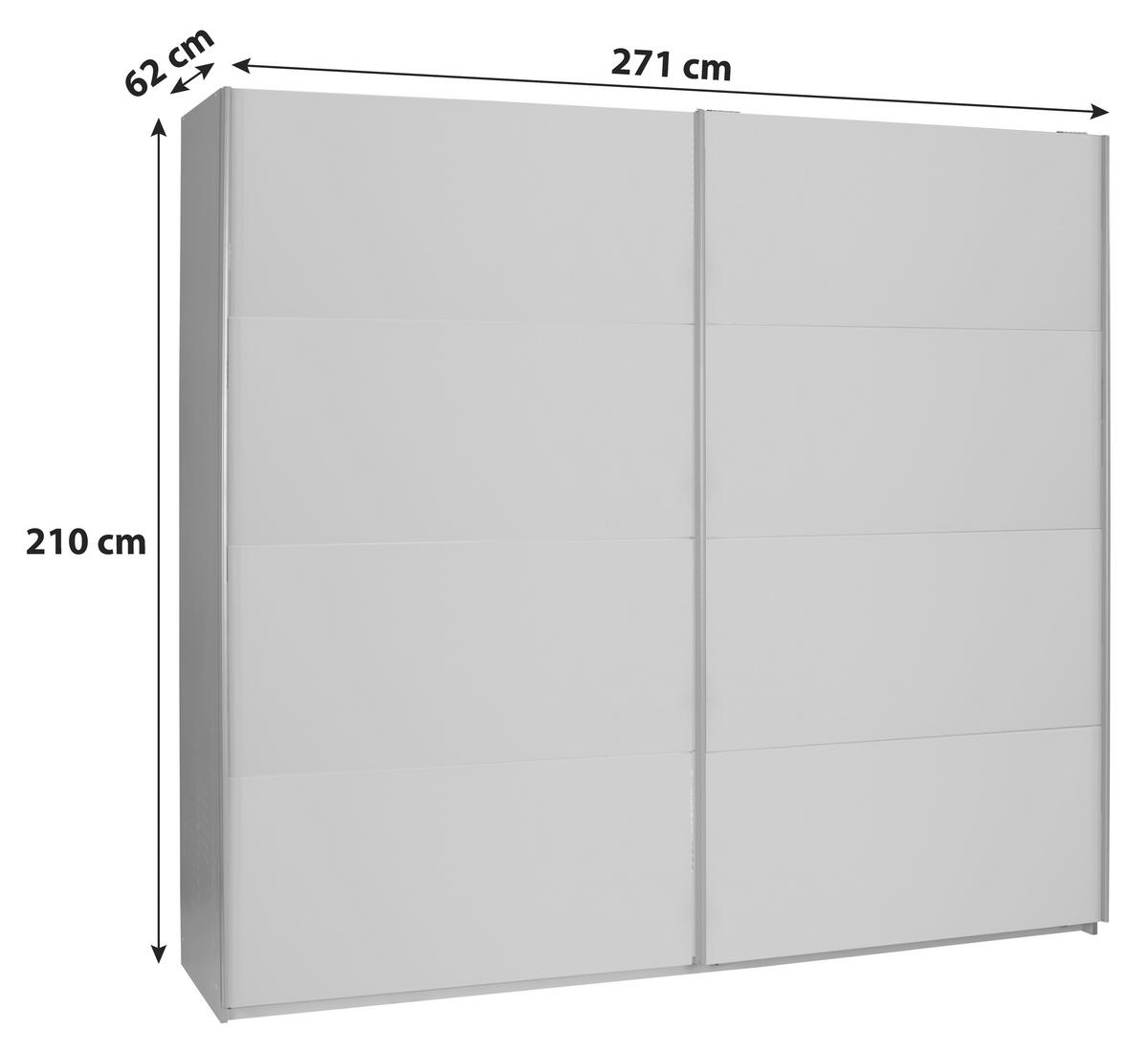 Skříň s posuvnými dveřmi Feldkirch 9, 271/210 cm - tmavě šedá/vysoce lesklá šedá, Moderní, kov/kompozitní dřevo (271/210/62cm)