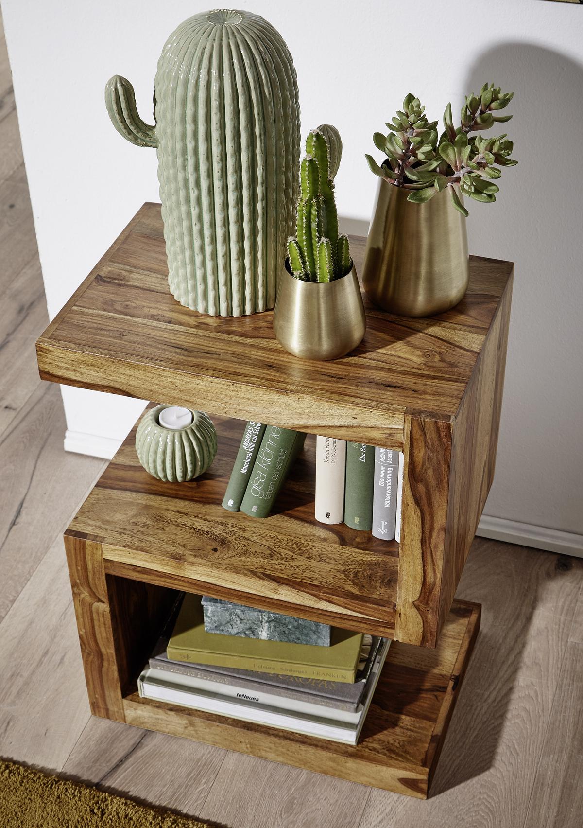 Beistelltisch Holz S-förmig Mumbai, Sheeshamholz - Sheeshamfarben, Design, Holz (44,5/30/60cm) - MID.YOU