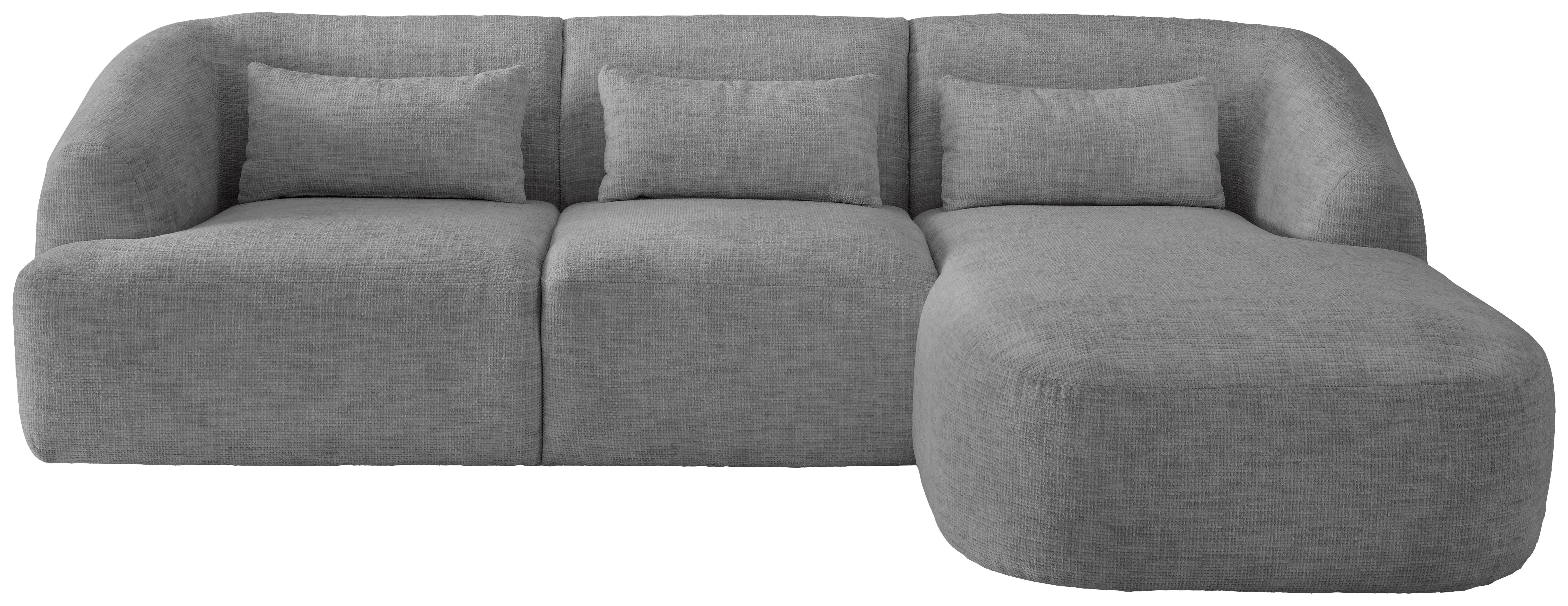 Ecksofa Caponi Silberfarben S: 256x160 Cm - Silberfarben/Schwarz, MODERN, Textil (256/160cm) - Livetastic