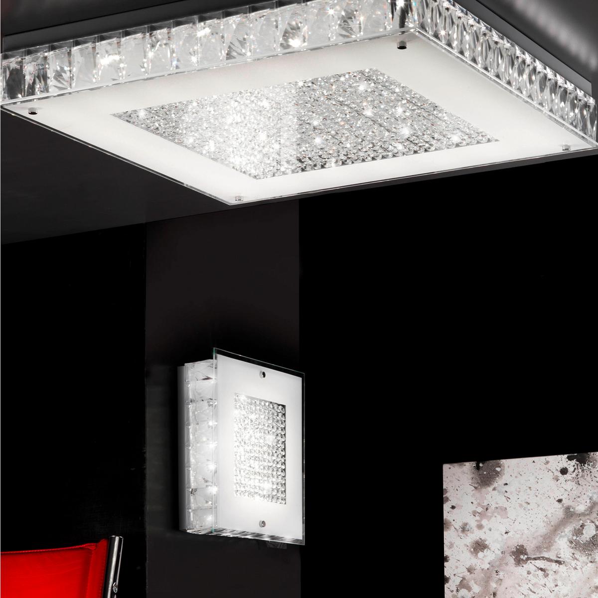 Led-deckenleuchte Plafoniera Klar Chromfarben L: 55 Cm - Klar/Chromfarben, Basics, Glas/Metall (55/55/10cm)