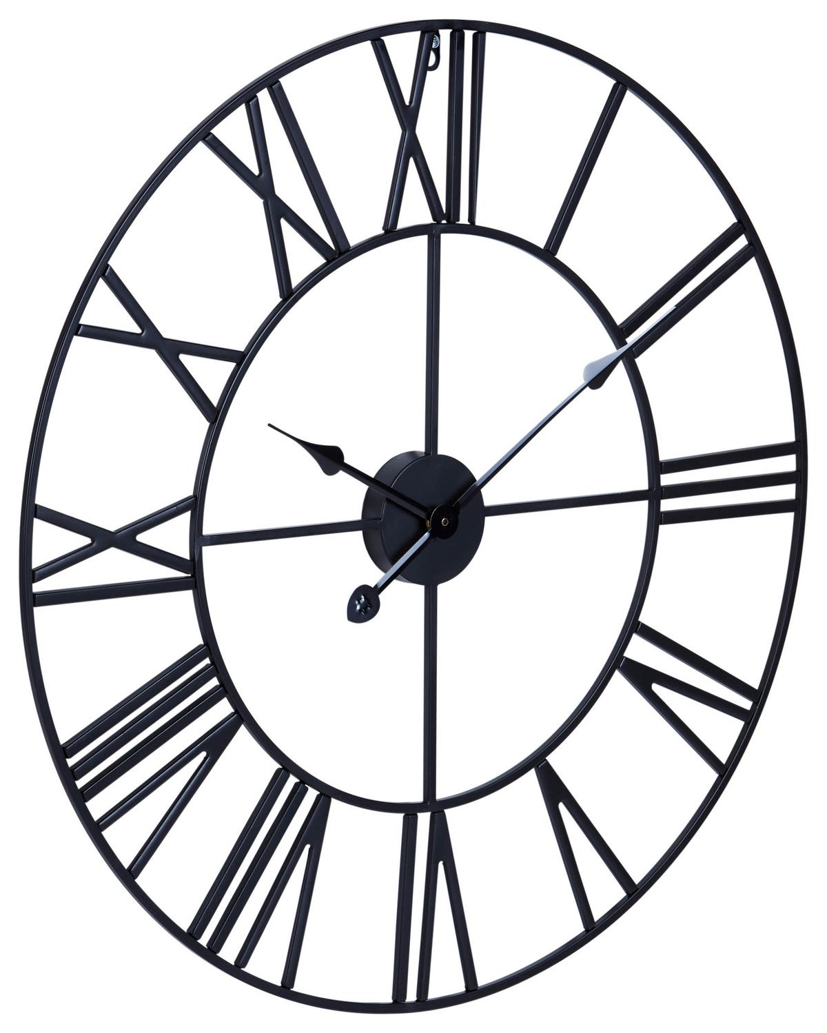 Wanduhr Aron Ø 60 cm Analog Schwarz Eisen Vintage-Look - Schwarz, Basics, Metall (60cm) - Luca Bessoni