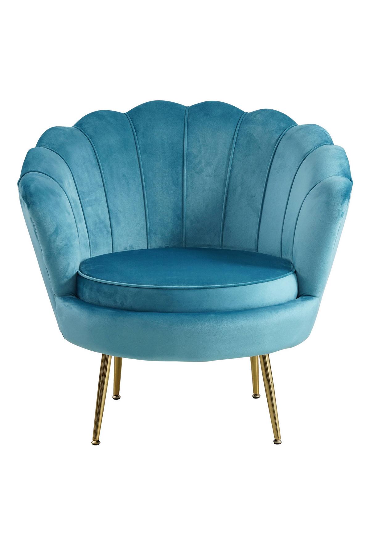 Sessel Blau B: 76 Cm - Blau/Goldfarben, MODERN, Textil (76/78/76cm) - Livetastic