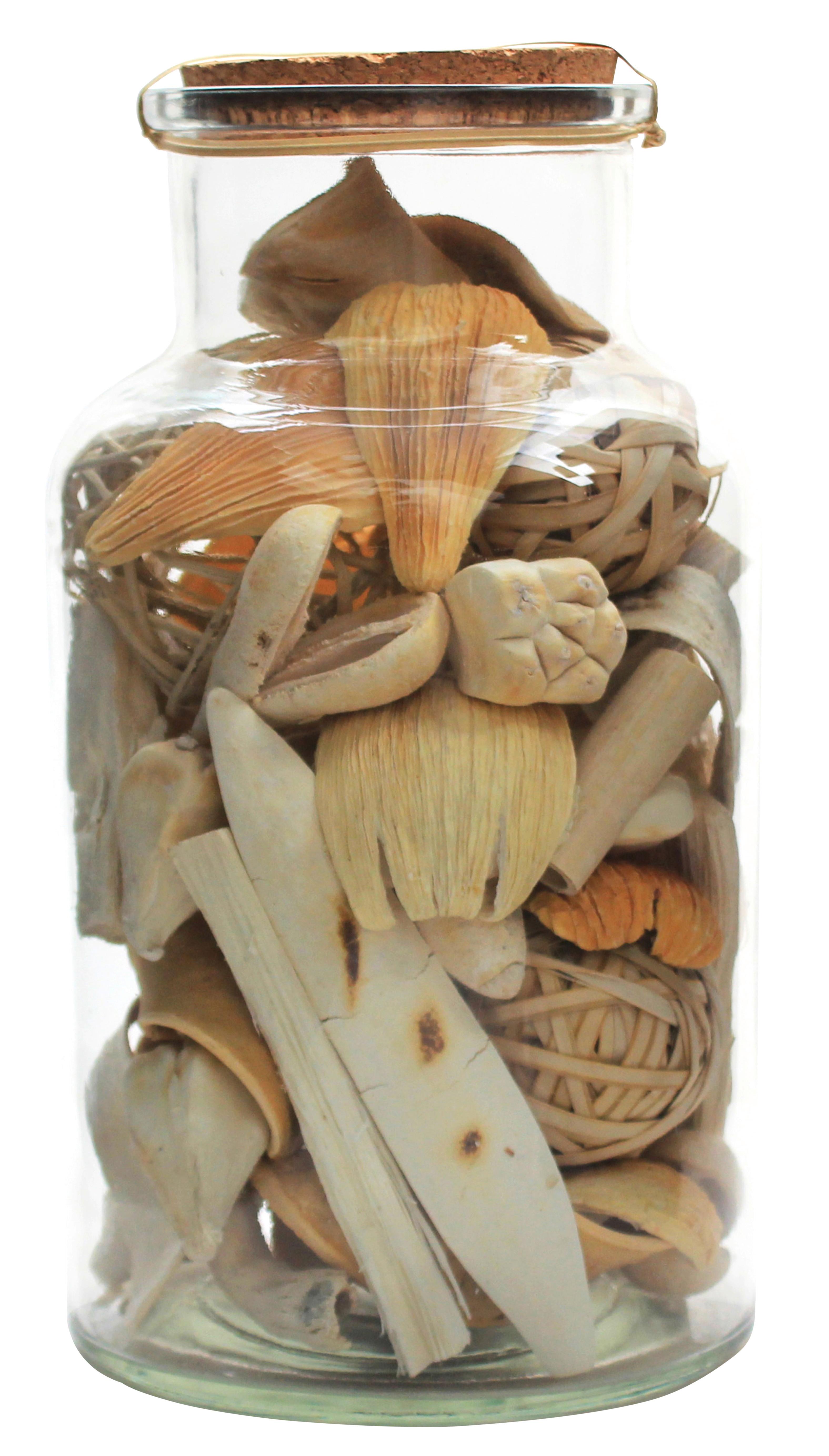 Dekoflasche Flora Naturfarben, 14x27 cm - Naturfarben, LIFESTYLE, Glas/Naturmaterialien (14/27/14cm) - Kayoom