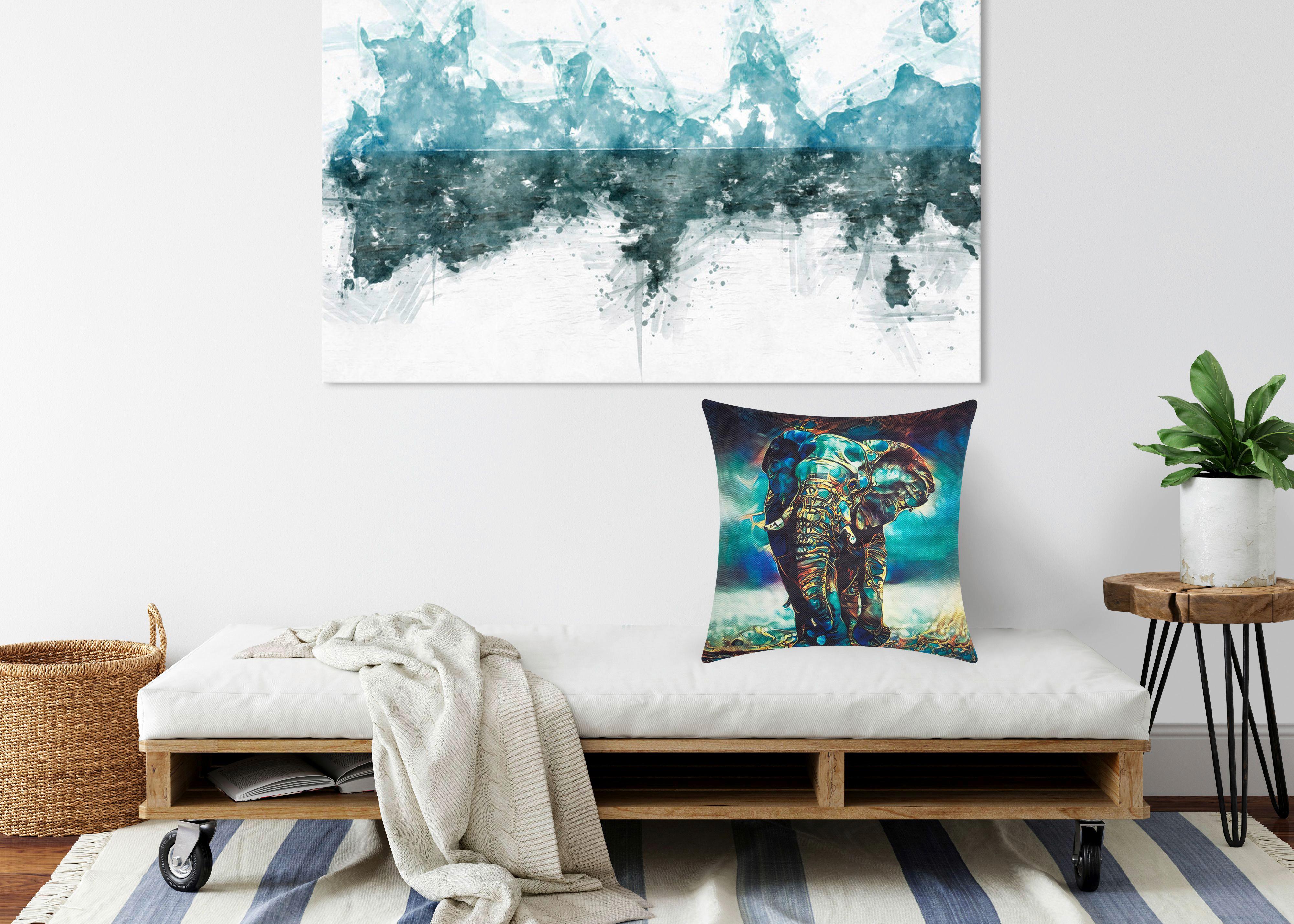 Zierkissen Africa 40x40 Polyester Blau mit Zipp - Blau, ROMANTIK / LANDHAUS, Textil (40/40cm) - James Wood