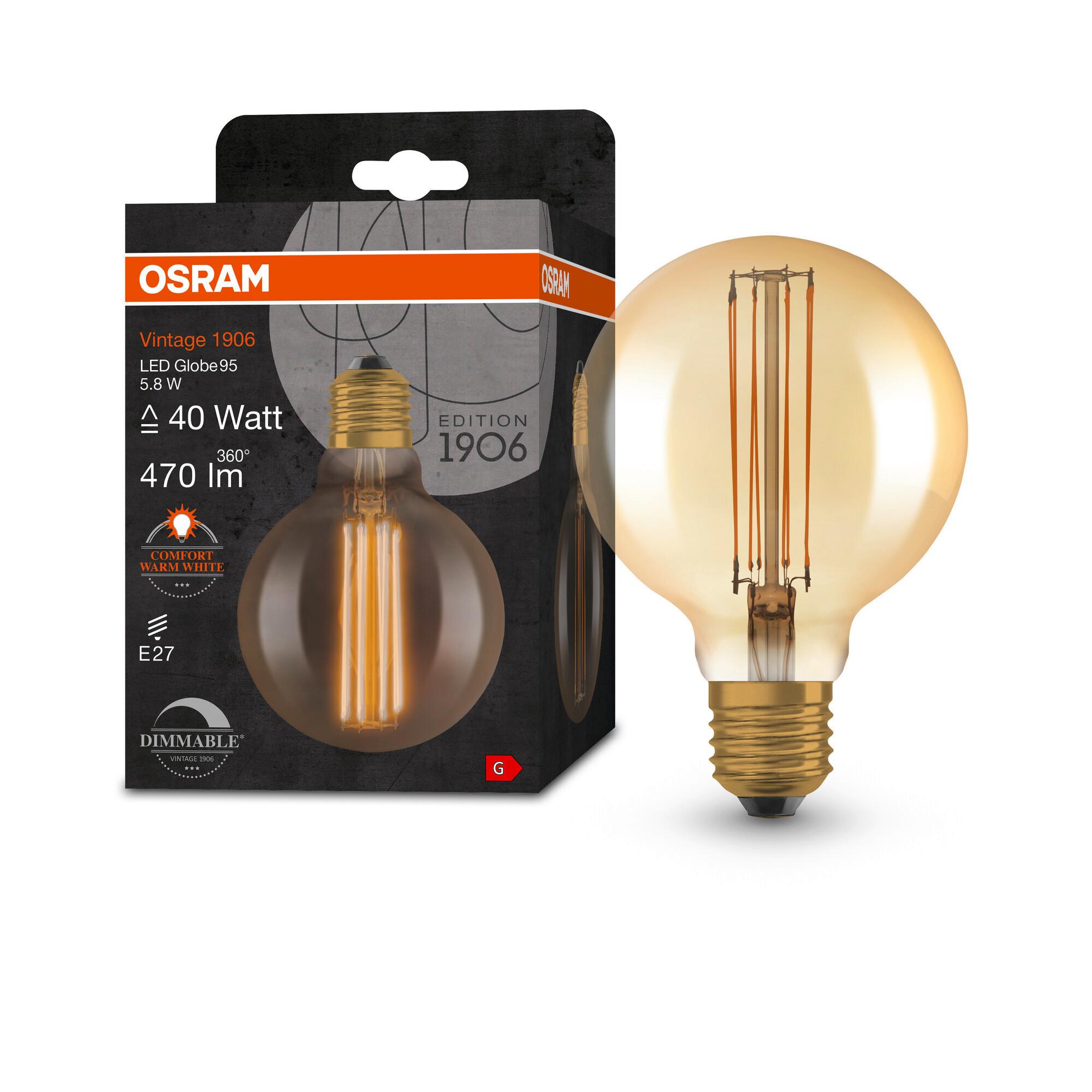 LED-Leuchtmittel Vintage 1906 Led Dim40 5.8w/22 - Goldfarben, Basics, Glas (9,5/13,8cm) - Ledvance