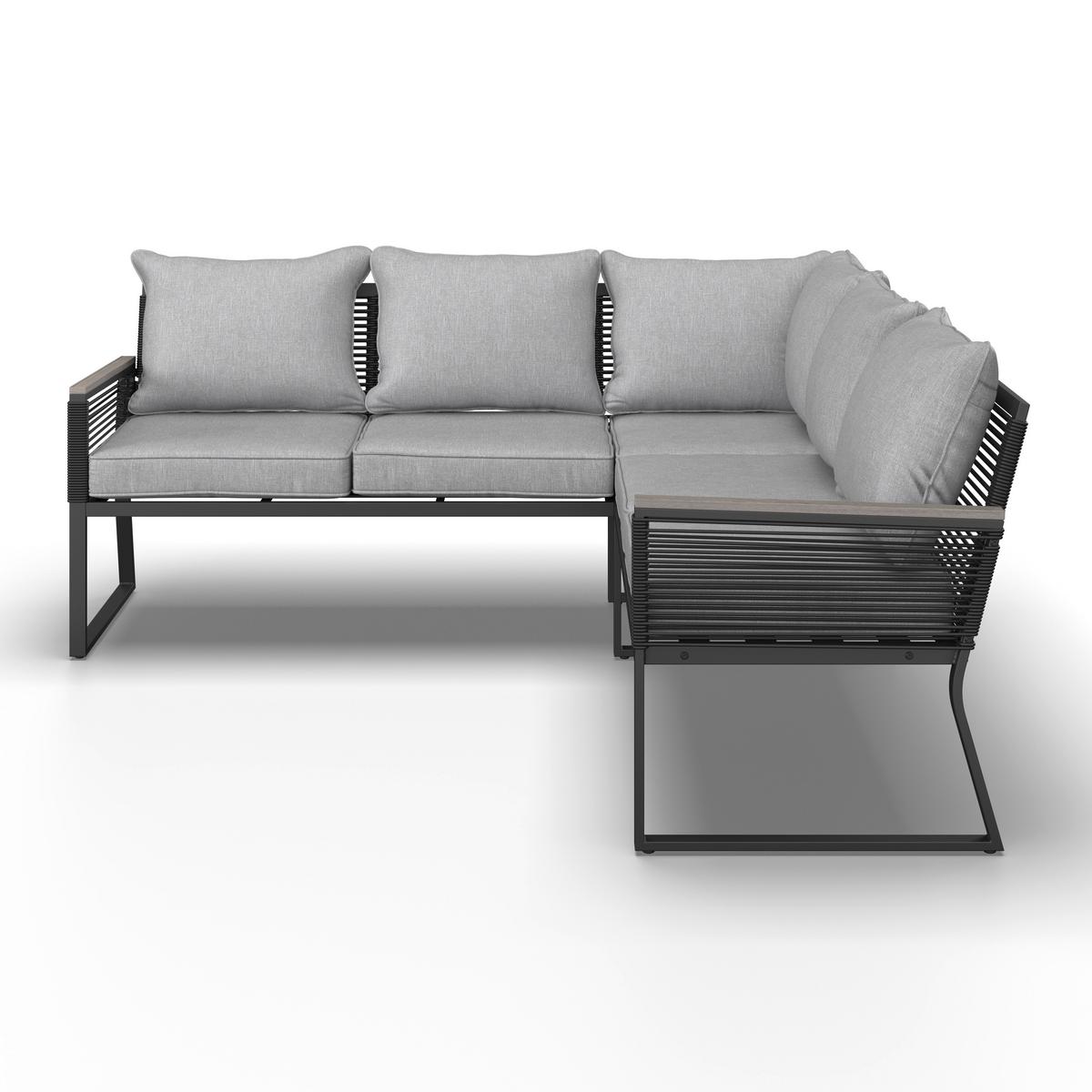 JEDÁLENSKÁ TERASOVÁ SÚPRAVA PAULINA - čierna/svetlosivá, Modern, kov/textil (181/73/65cm) - Bessagi Garden